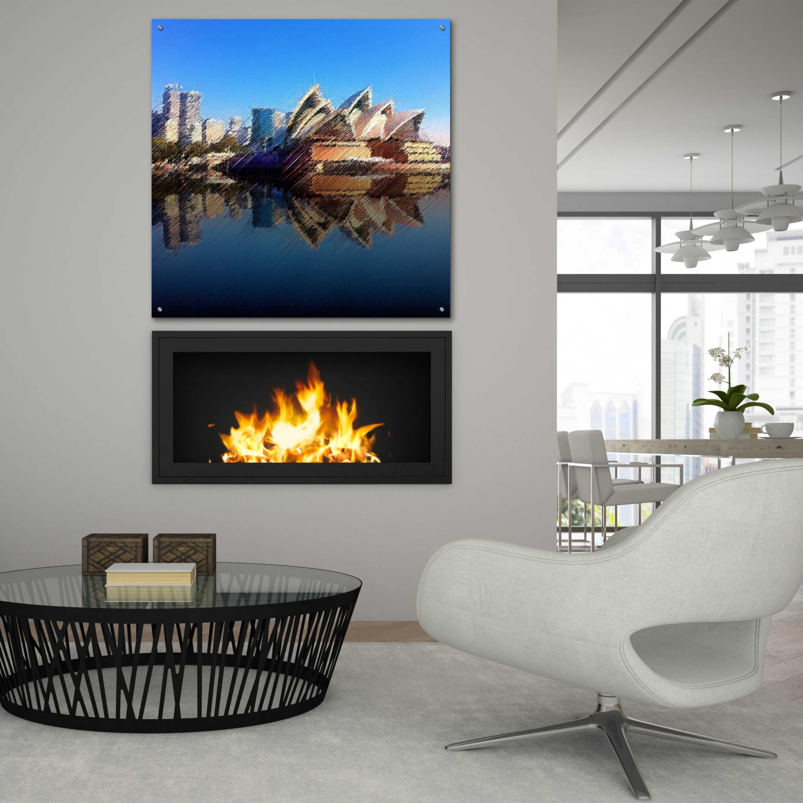 Epic Art 'The Opera House' by David Manlove - 36x36 Inch Acrylic Glass Wall Art - Modern Home Decor for Living Room, Bedroom & Office