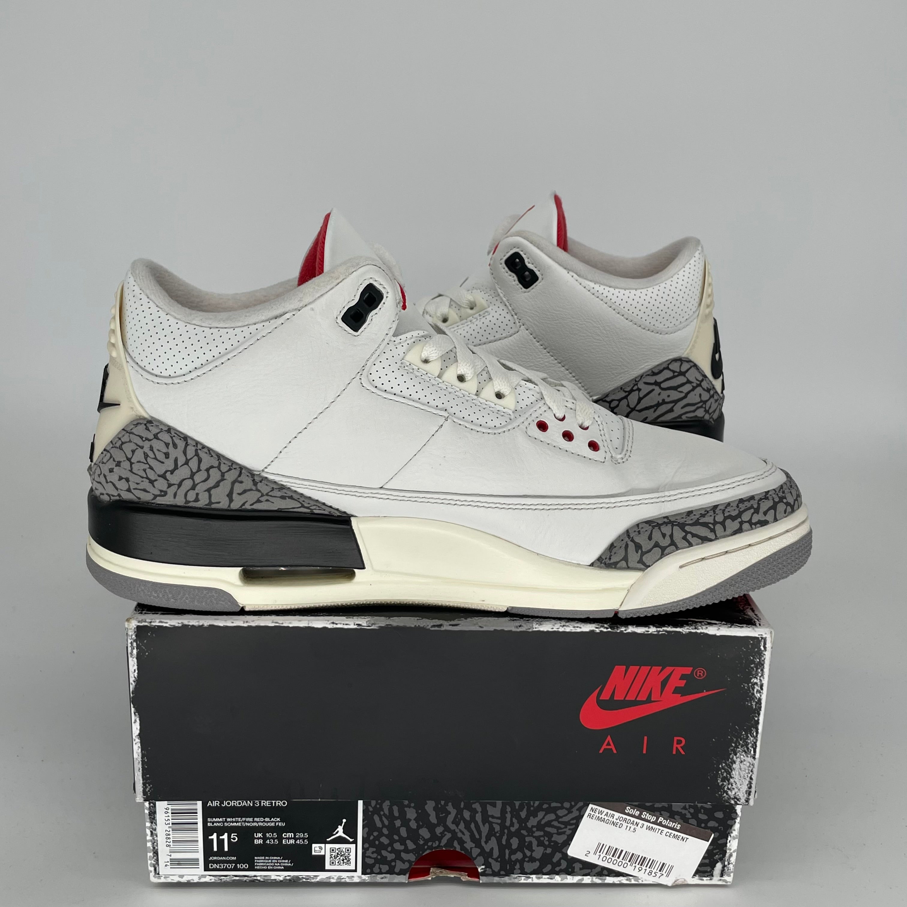 AIR JORDAN 3 White Cement Reimagined Retro Sneakers - Men's Size 11.5 (DN3707-100) | Authentic Basketball Shoes for Streetwear & Casual Outfits