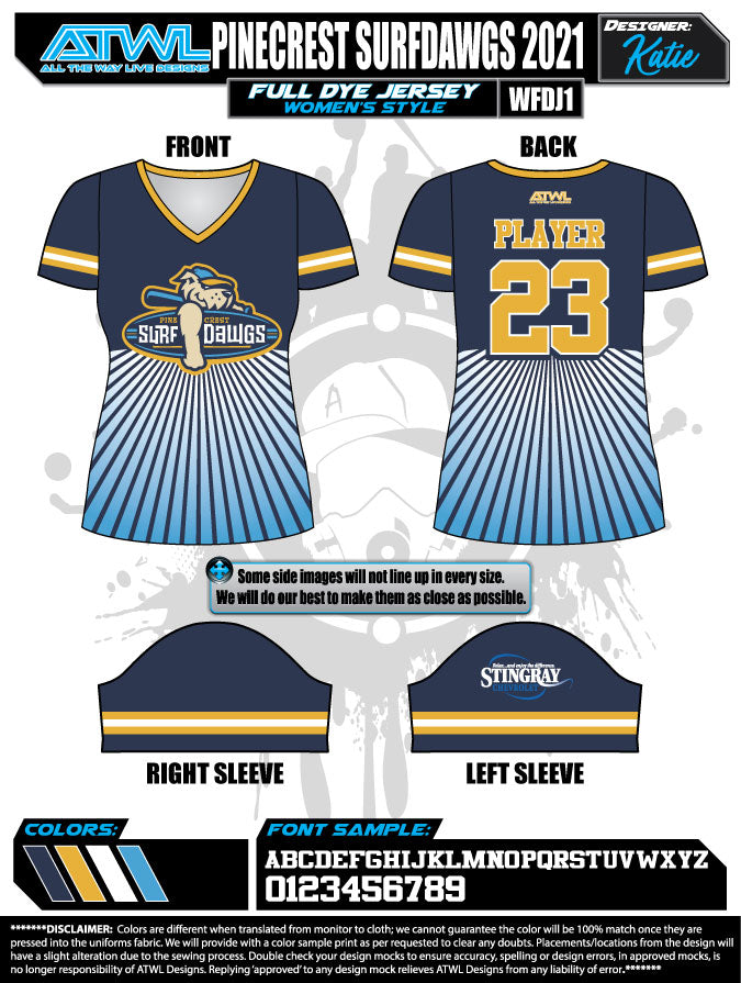 2021 Pinecrest Spring Women's Full Dye Team Jerseys - Breathable & Stylish for Soccer, Basketball & Sports Events