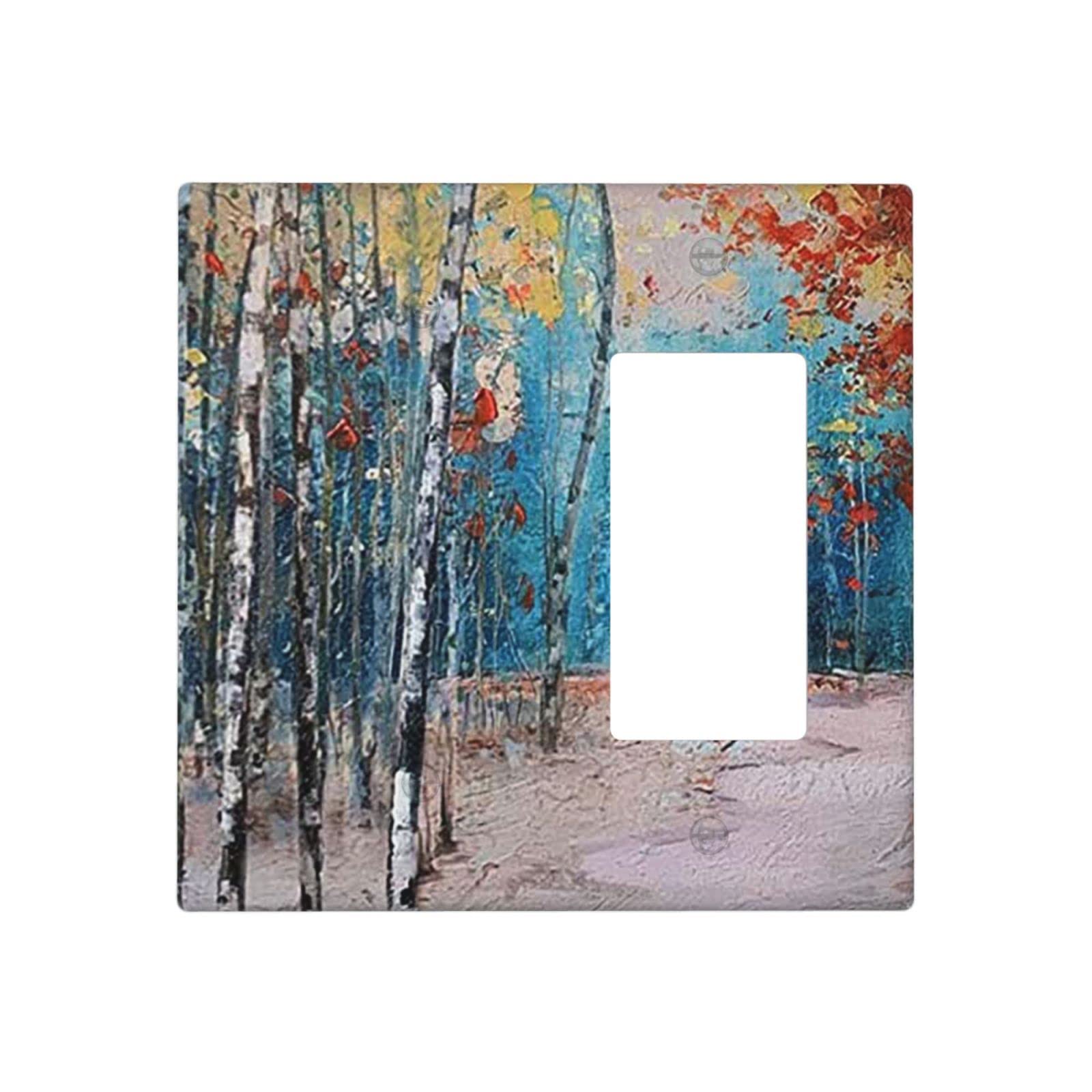 Birch Forest Design 2 Gang Light Switch Cover Plate - 1 Toggle & 1 Rocker Combination - 4.5