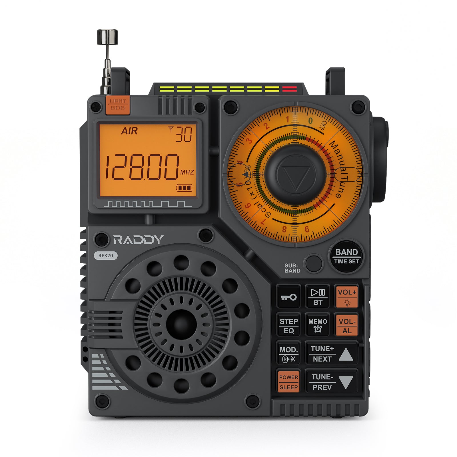 Raddy RF320 Portable Shortwave Radio with FM/AM/SW/VHF/WB/AIR Bands | Bluetooth 5.0 & Remote Control | Emergency Weather & Aviation Scanner for Outdoor Camping, Travel & Survival