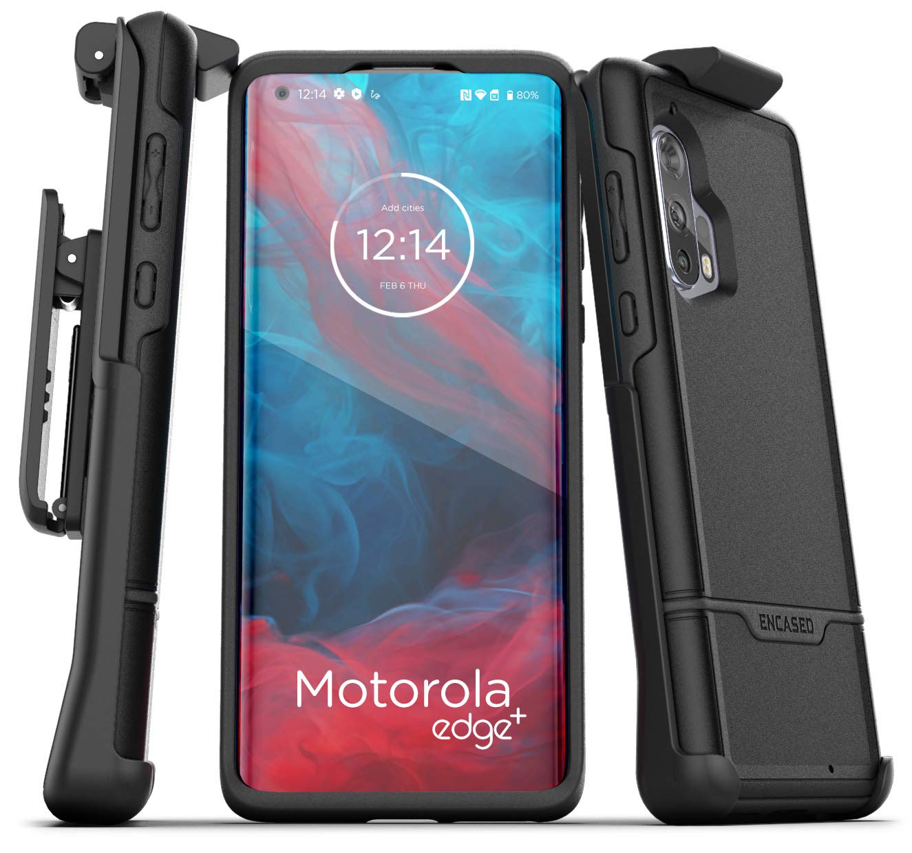 Motorola Edge Plus Belt Clip Holster Case (2020) - Heavy Duty Rugged Full Body Protective Cover with Holder for Moto Edge+ (Black) | Perfect for Construction, Outdoor Work & Active Lifestyle