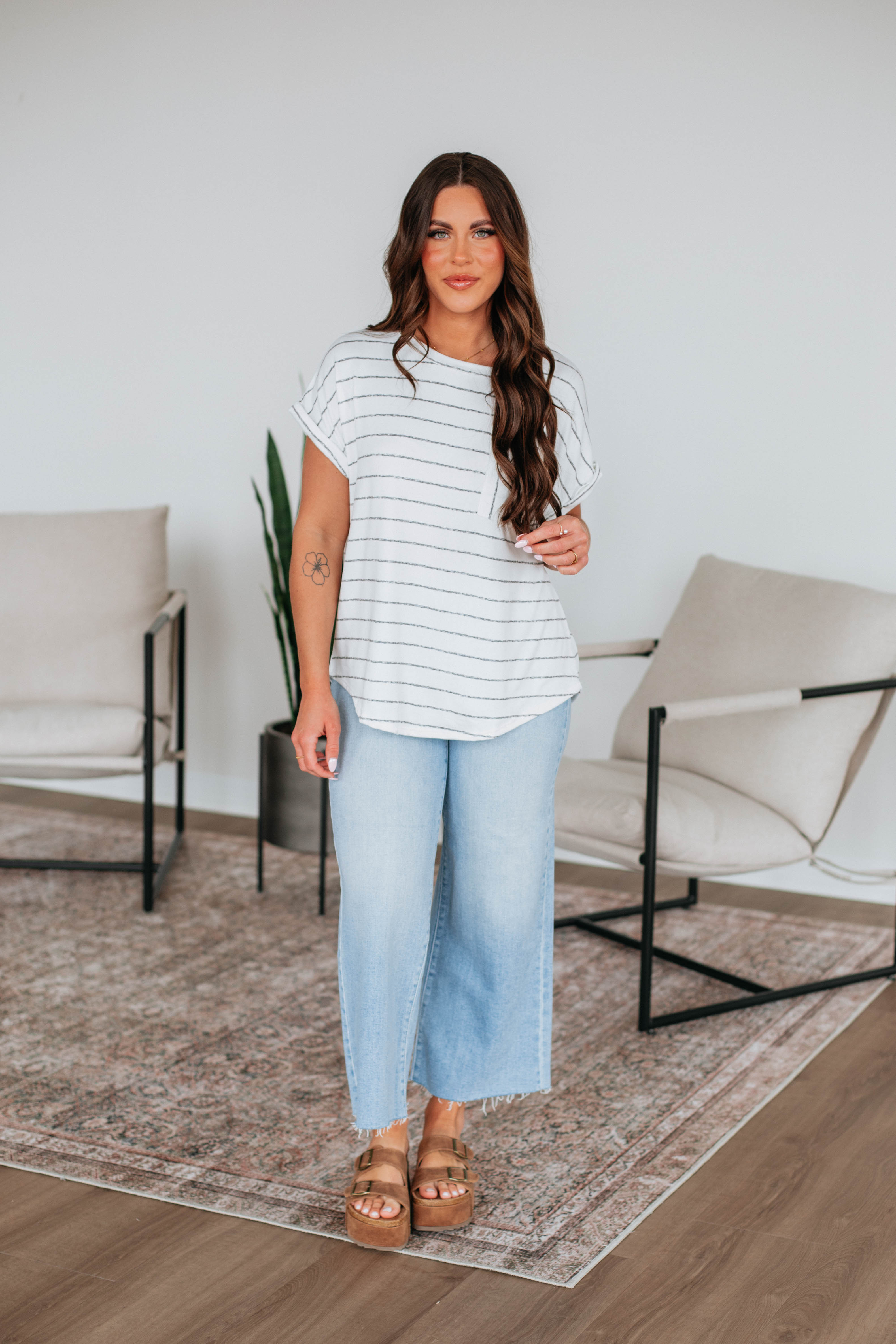 Bower Striped T-Shirt for Men - Soft Cotton Casual Tee - Perfect for Everyday Wear, Outings & Layering