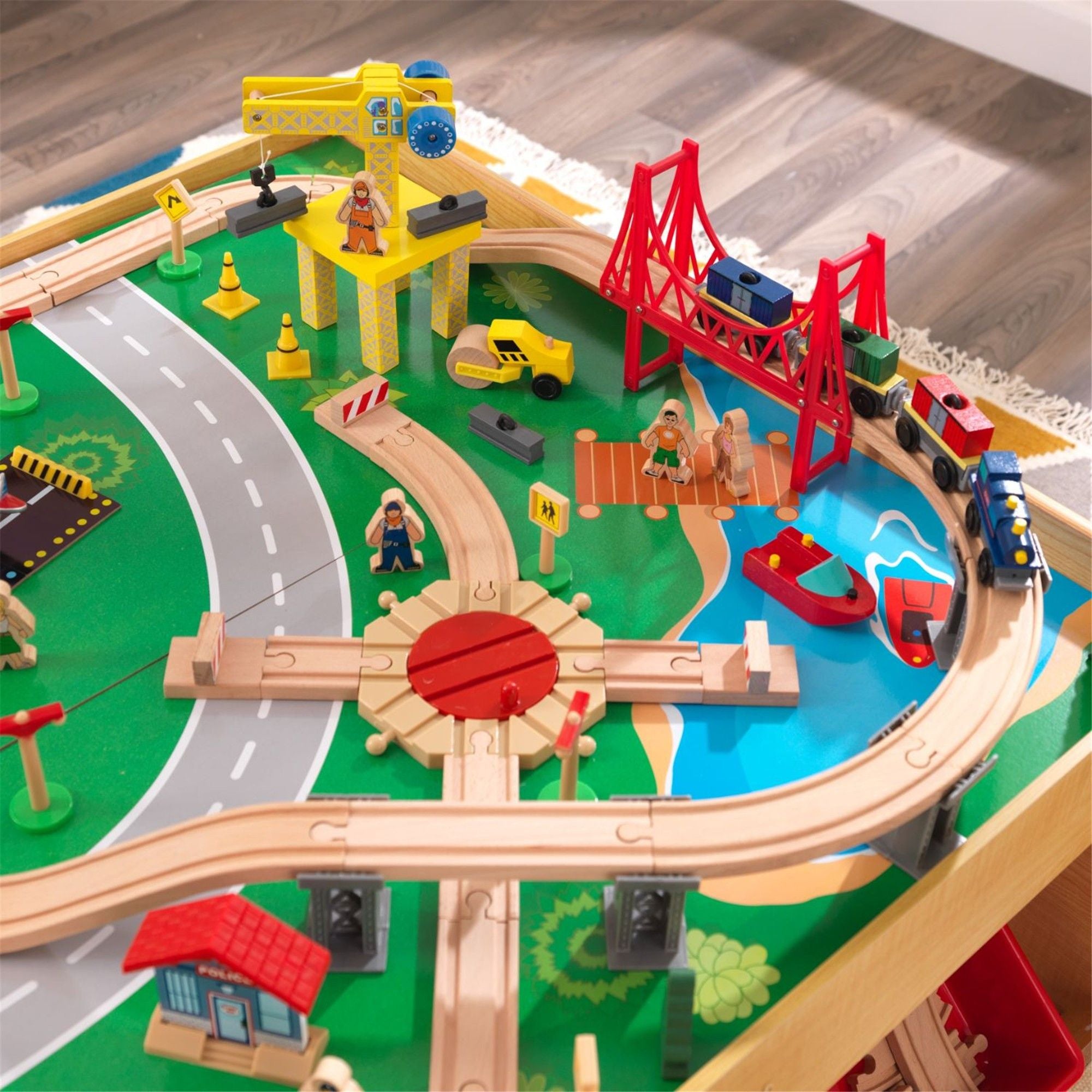 KidKraft Waterfall Mountain Train Set & Table - Wooden Railway Toy for Kids with Tracks, Bridges & Accessories - Perfect for Playroom, Preschool & Indoor Toddler Activities