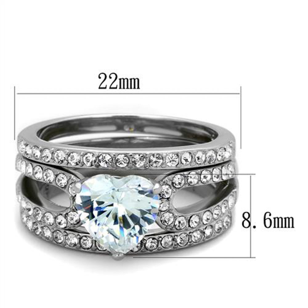 3.15ct Heart CZ Wedding Ring Set for Women Size 5-10 | Engagement & Bridal Jewelry