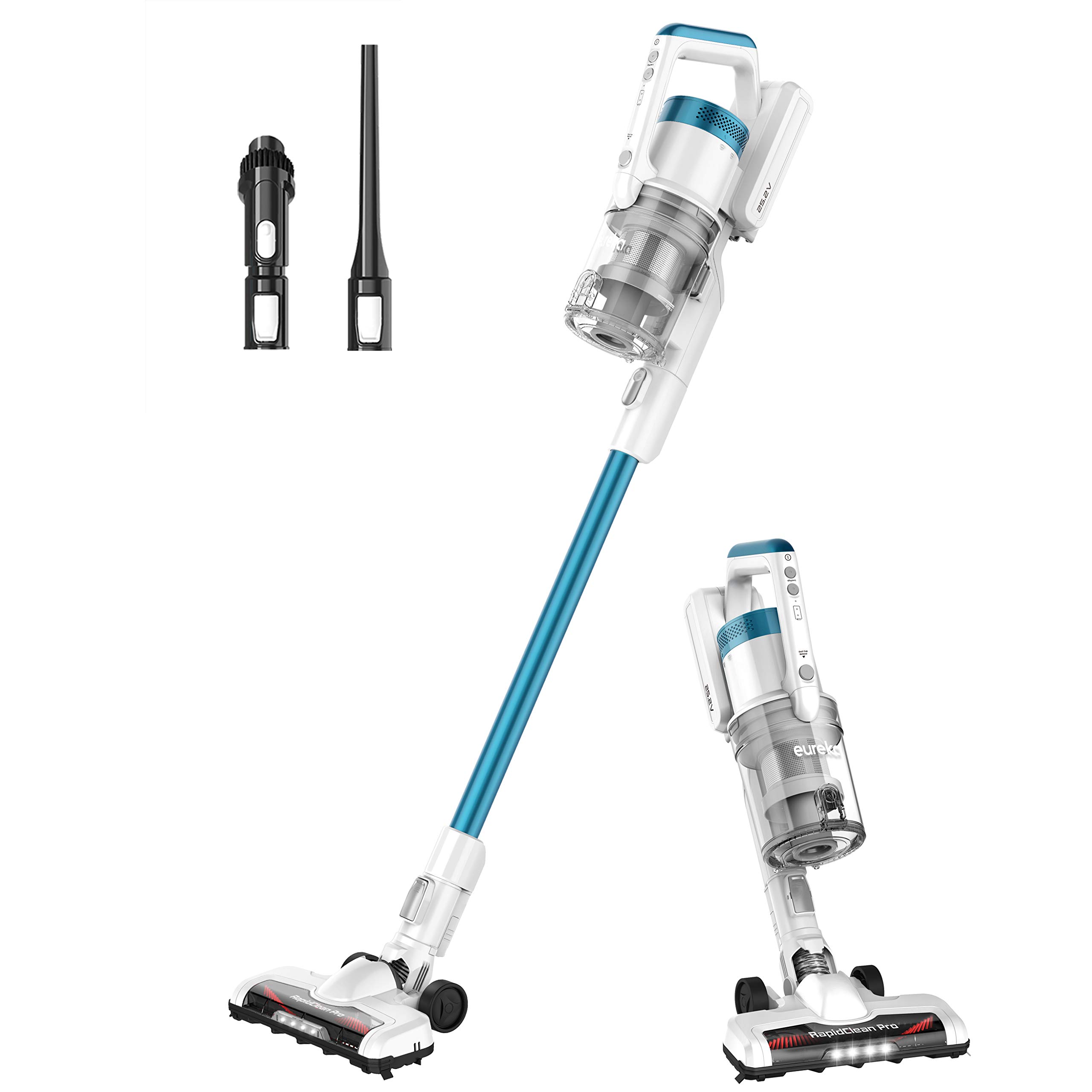 Eureka NEC180 RapidClean Pro Cordless Stick & Handheld Vacuum Cleaner - Powerful Battery-Operated Vacuum for Hard Floors & Carpets - Lightweight Portable Vacuum with Strong Suction - Perfect for Home Cleaning, Pet Hair Removal & Quick Pickups (White)