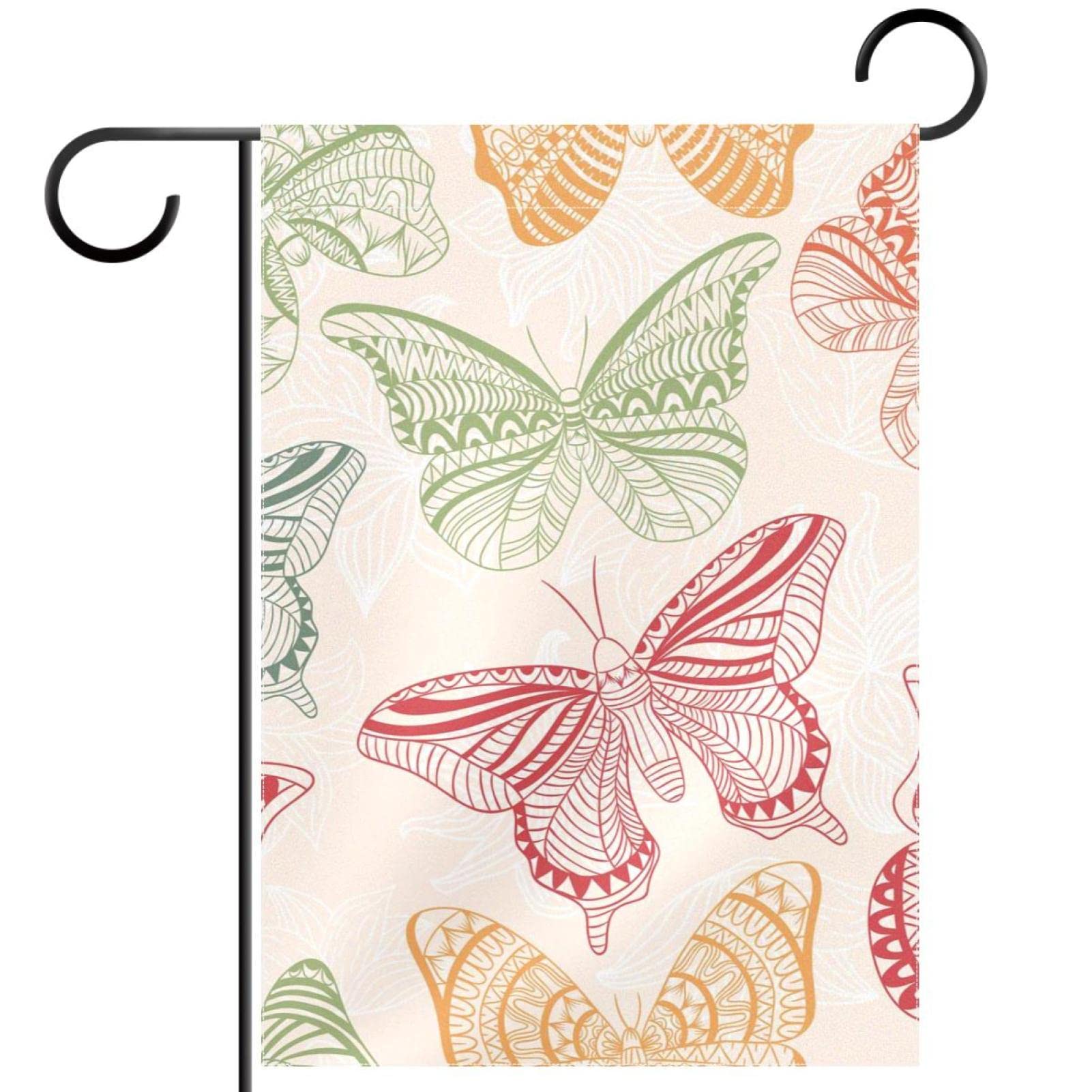 Double Sided Butterfly Garden Flag 12x18 Inches - Vibrant Red Green Orange Polyester Yard Banner for Outdoor Lawn Decor | Perfect for Welcome Home, Holidays & Seasonal Decorations