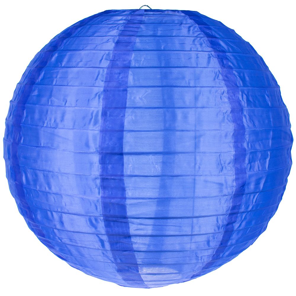 10 Pack Navy Blue Round Shimmering Nylon Lanterns with Even Ribbing - Hanging Party Decorations for Indoor/Outdoor Weddings, Garden Parties & Home Decoration (String Lights Sold Separately)