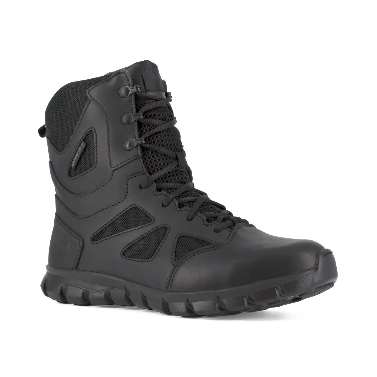 8 Inch Sublite Cushion Tactical Boots for Men - Waterproof, Side Zip, Soft Toe, Black - Perfect for Military, Hiking, Construction & Outdoor Work