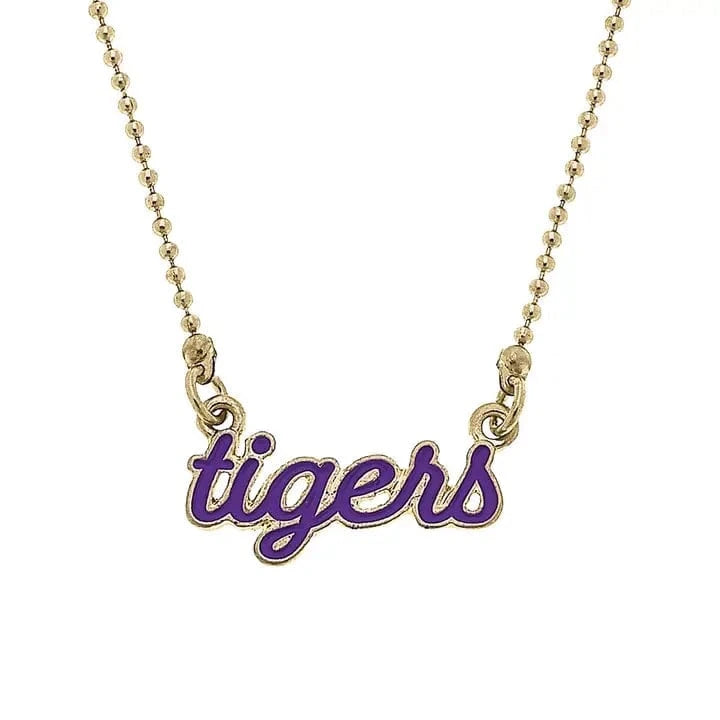 Purple Tigers Script Necklace - Elegant Jewelry for Women, Unique Tiger Pendant Gift for Her - Perfect for Casual Wear, Date Nights & Special Occasions
