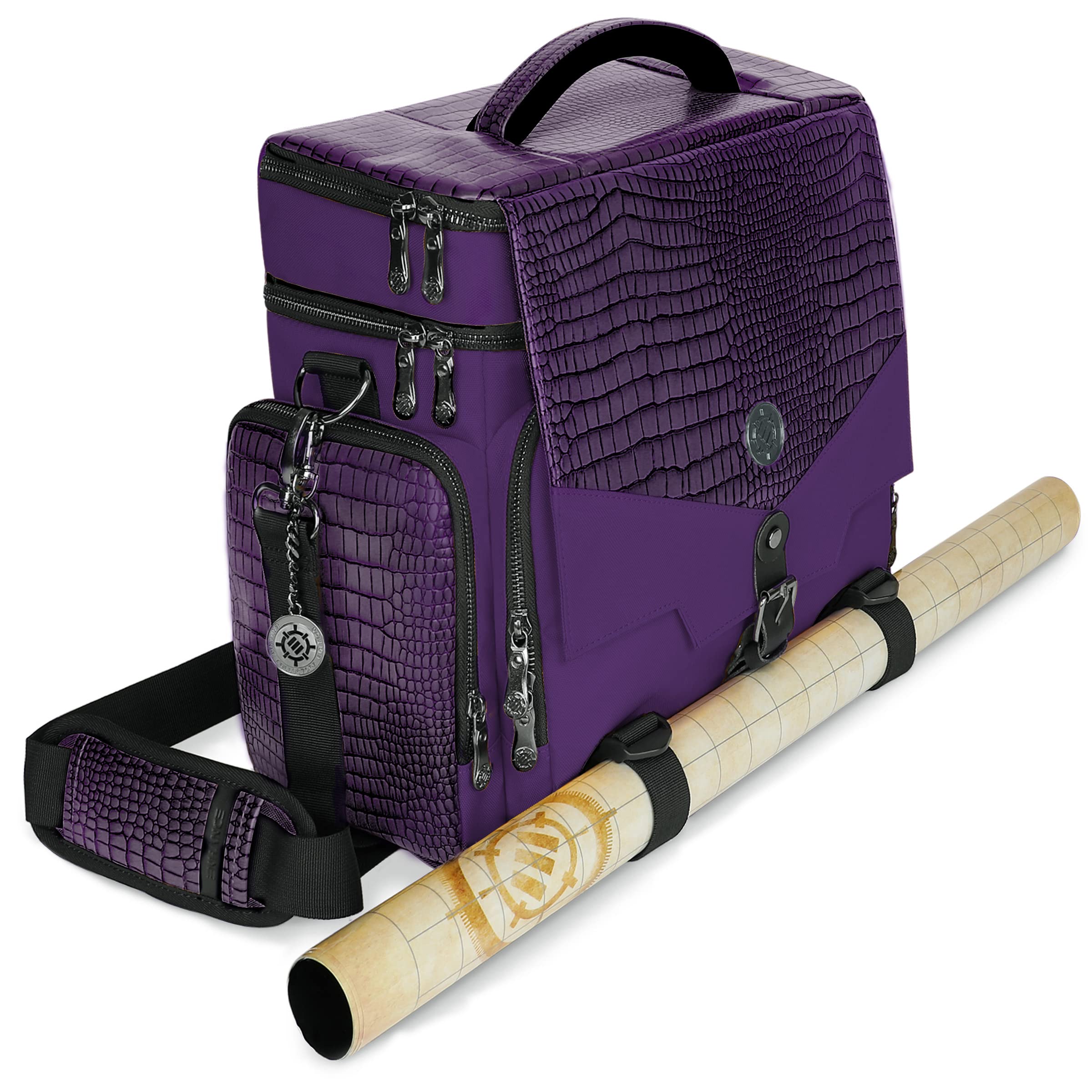 Dungeons & Dragons Collector's Edition Travel Bag - DND Battle Mat Holder with Dice Pockets & Accessories, Fits 4-8 RPG Books (Purple Dragon) - Perfect for Game Nights, Conventions & Travel