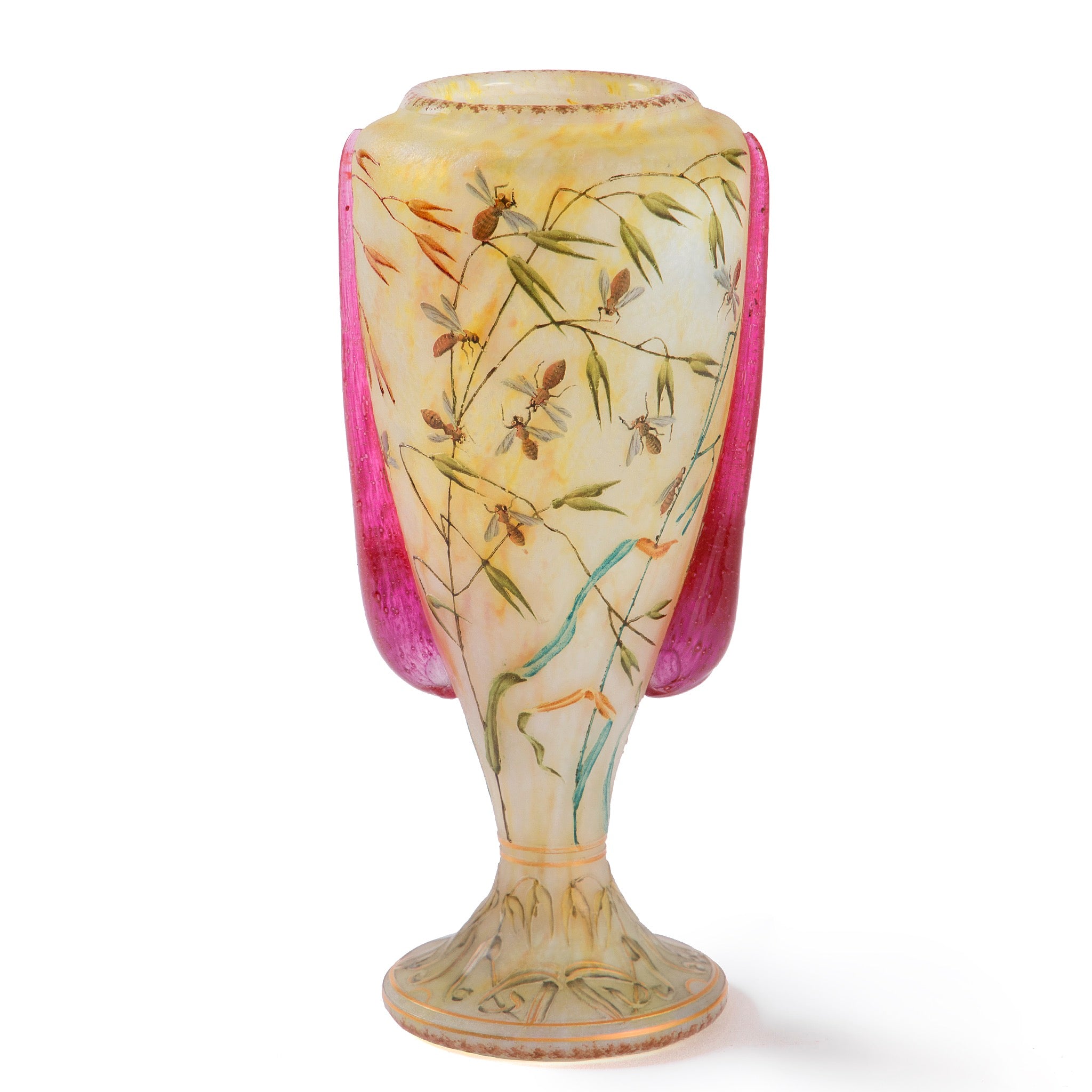 Daum Nancy Avoine and Bees Vase - Handcrafted French Art Glass Vase for Home Decor, Wedding Centerpiece & Luxury Gift
