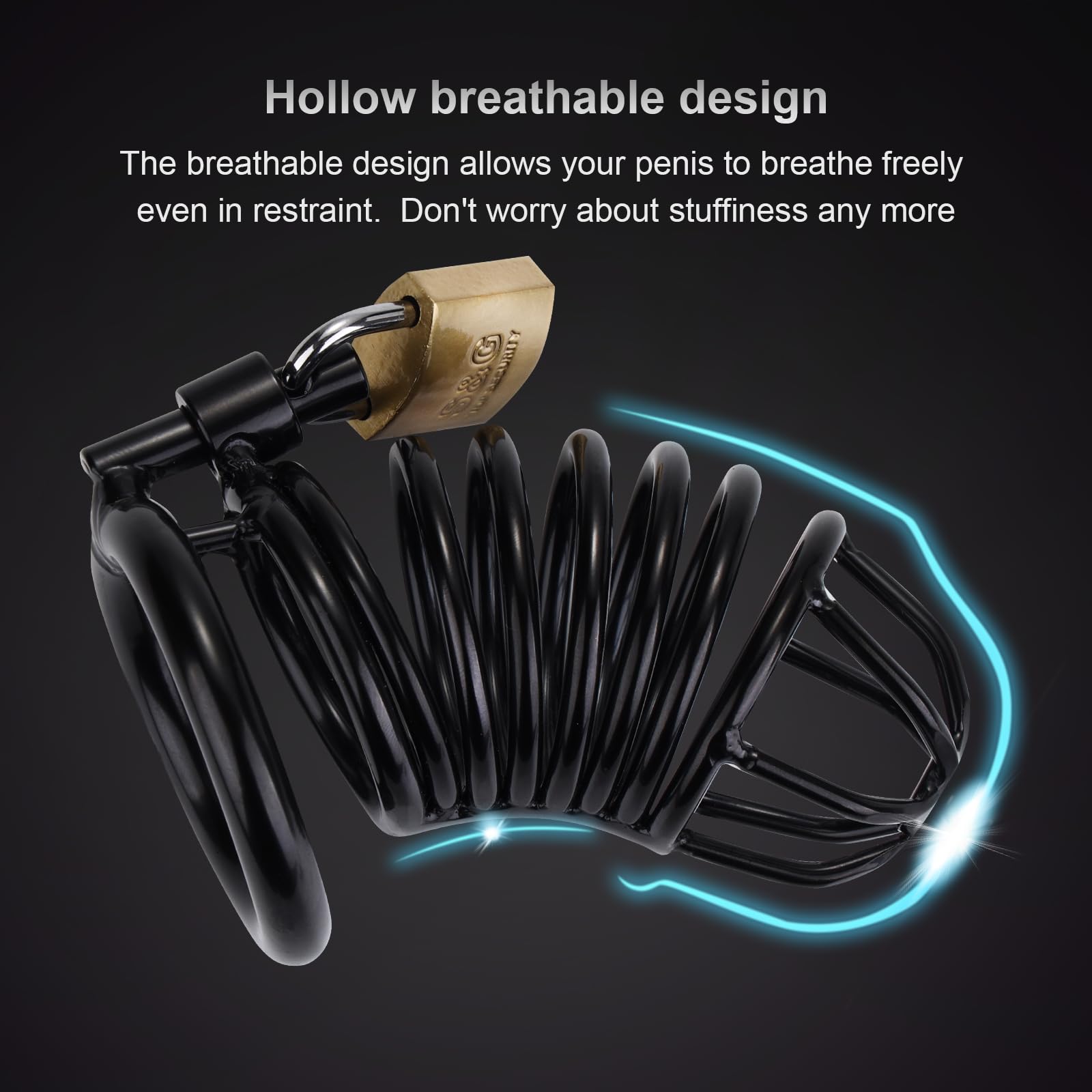 Premium Metal Cock Cage - Male Chastity Device with 3 Adjustable Rings & 2 Keys | Secure Locking System | Black BDSM Sex Toy for Couples Play, Tease Control, and Long-Term Wear