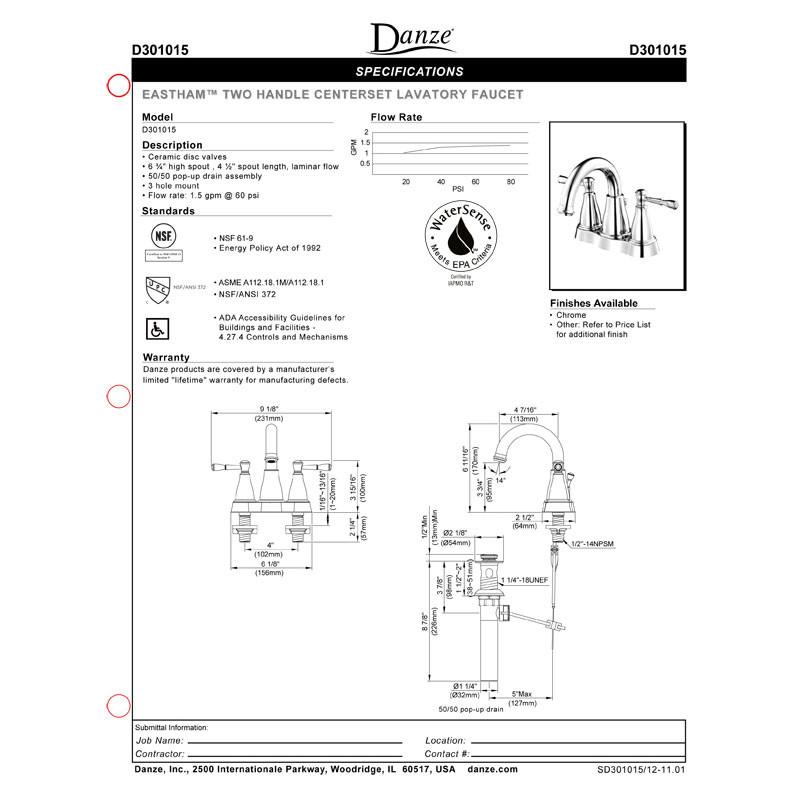 Danze Eastham Tumbled Bronze Wavy Handle Centerset Bathroom Faucet with Drain - Modern Bathroom Sink Faucet for Vanity, Powder Room & Guest Bath Installation