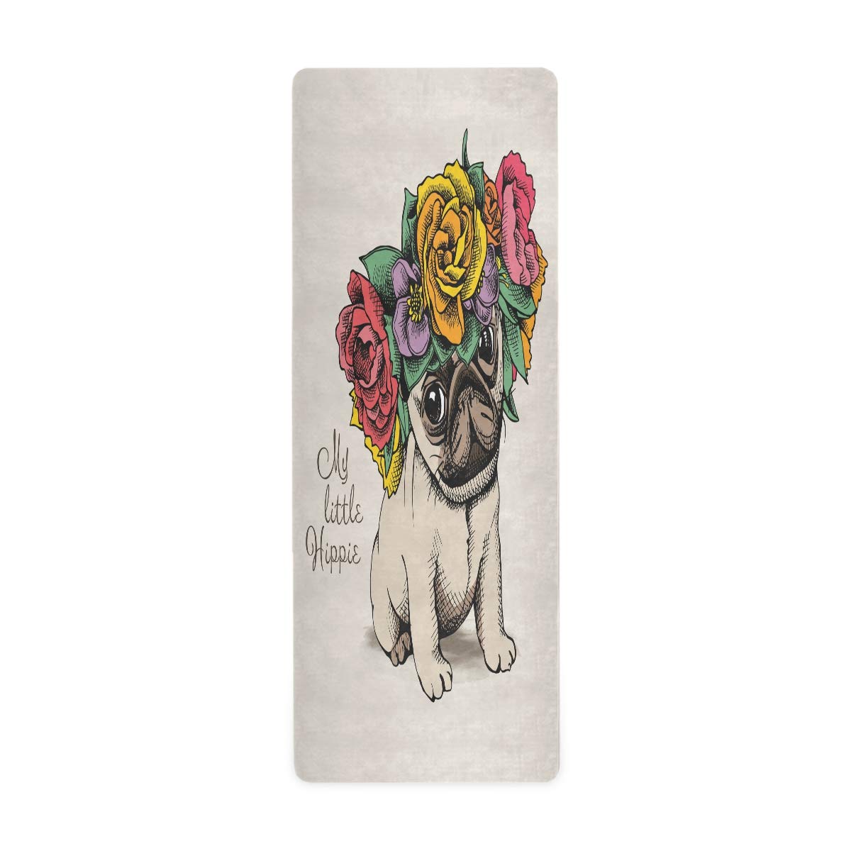 Non-Slip Pug Dog Yoga Mat for Christmas & Winter - Anti-Skid Fitness Exercise Mat for Yoga, Pilates, Home Workouts - Perfect Gift for Dog Lovers & Holiday Decor