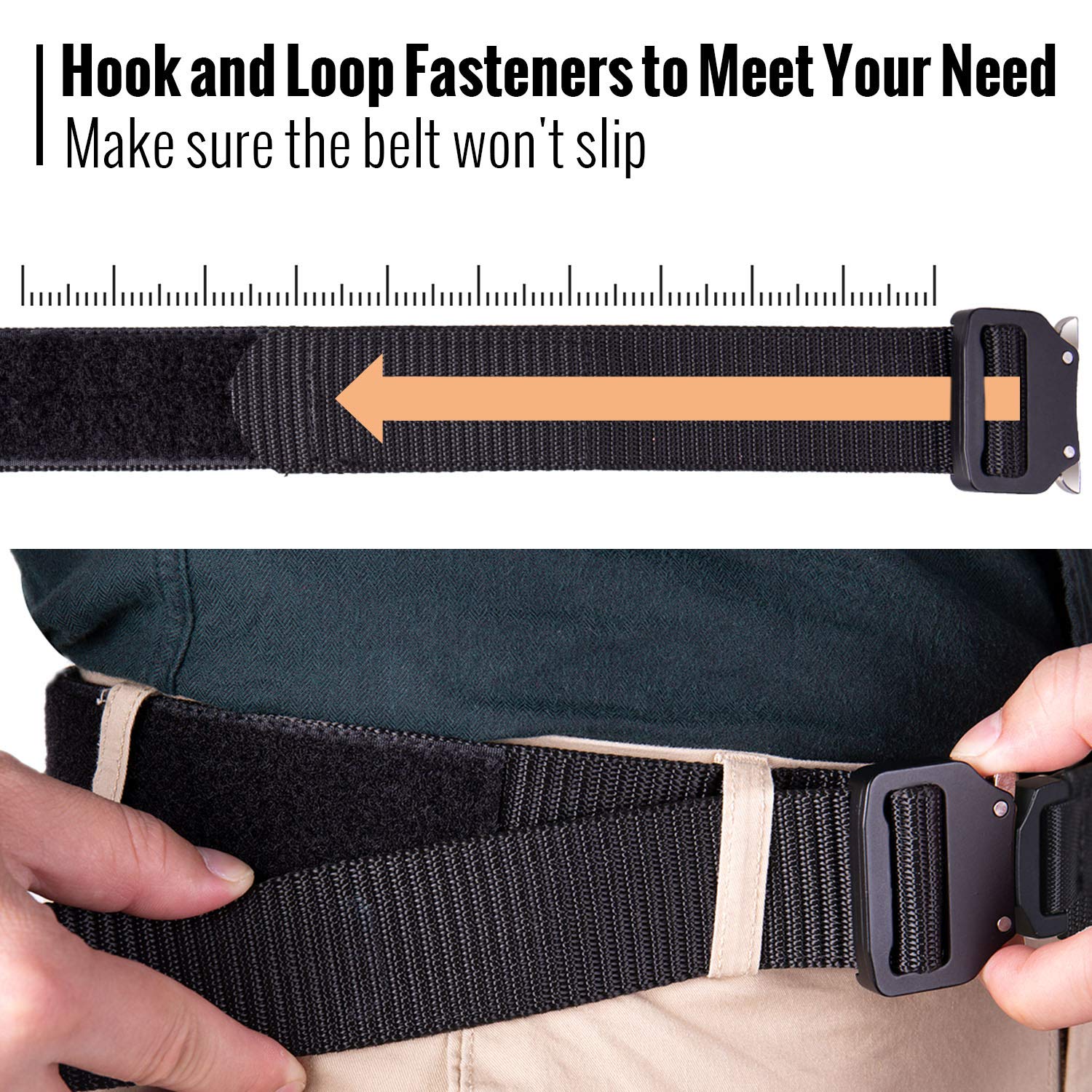 MOZETO Tactical Belt for Men - 2 Pack Quick Release EDC Gun Belt with Velcro & Concealed Carry - Durable Hunting Waist Belt for Outdoor, Tactical, and Everyday Use