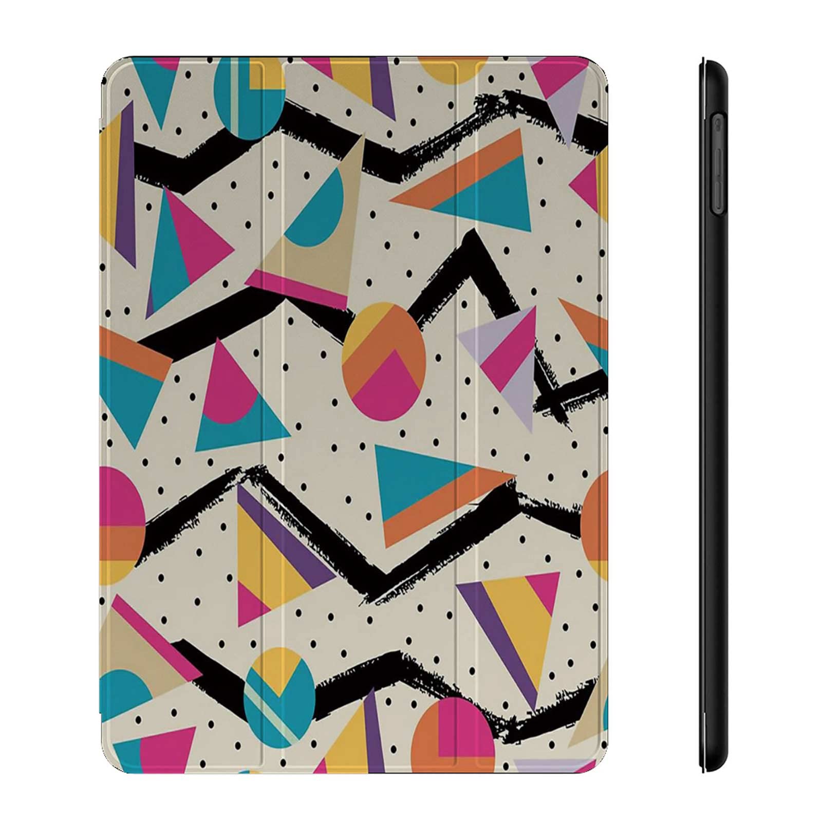 Vintage 80s Memphis Style iPad Air 5th/4th Generation Case - Colorful Geometric Abstract Design with Funky Dots, Lightweight Slim Cover for 10.9 Inch iPad Air - Perfect for Work, Travel & Daily Use