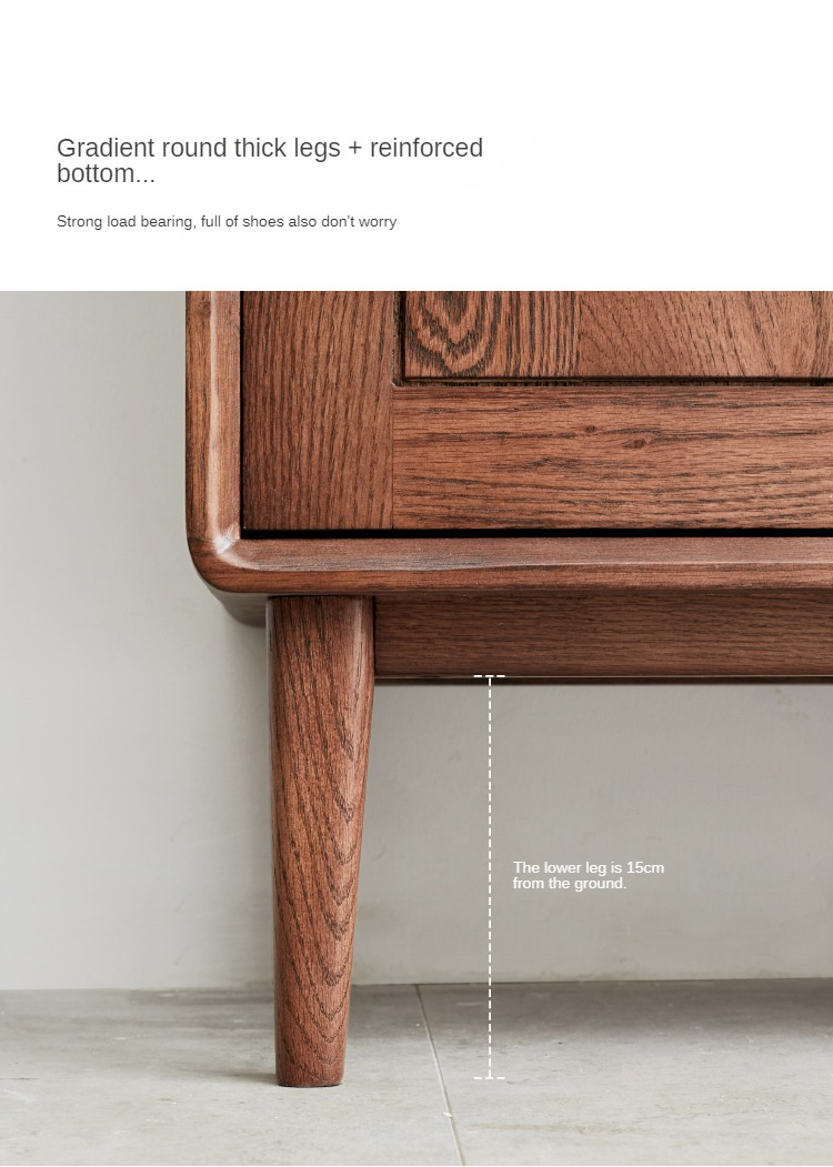 Solid Oak Wood Shoe Storage Cabinet - Modern Entryway Organizer with Ventilation Holes | Perfect for Small Spaces, Hallway, Mudroom & Apartment Entry