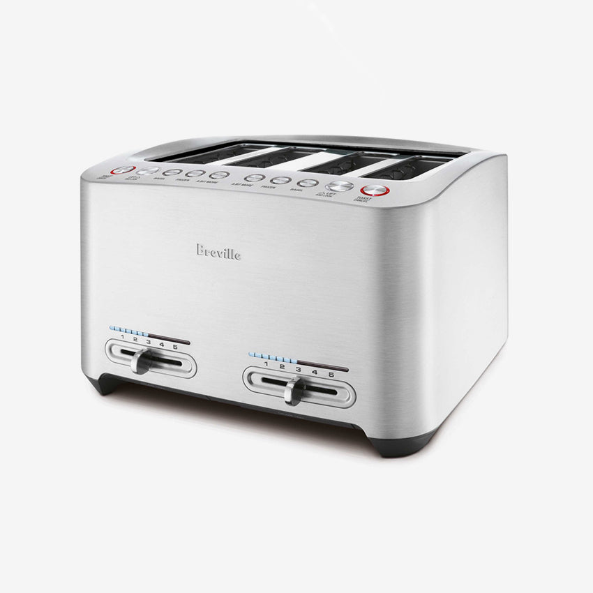 Breville Die Cast 4 Slice Smart Toaster - Stainless Steel Long Slot Toaster with Smart Settings for Bagels, Frozen Waffles & More - Perfect for Breakfast, Brunch & Family Meals