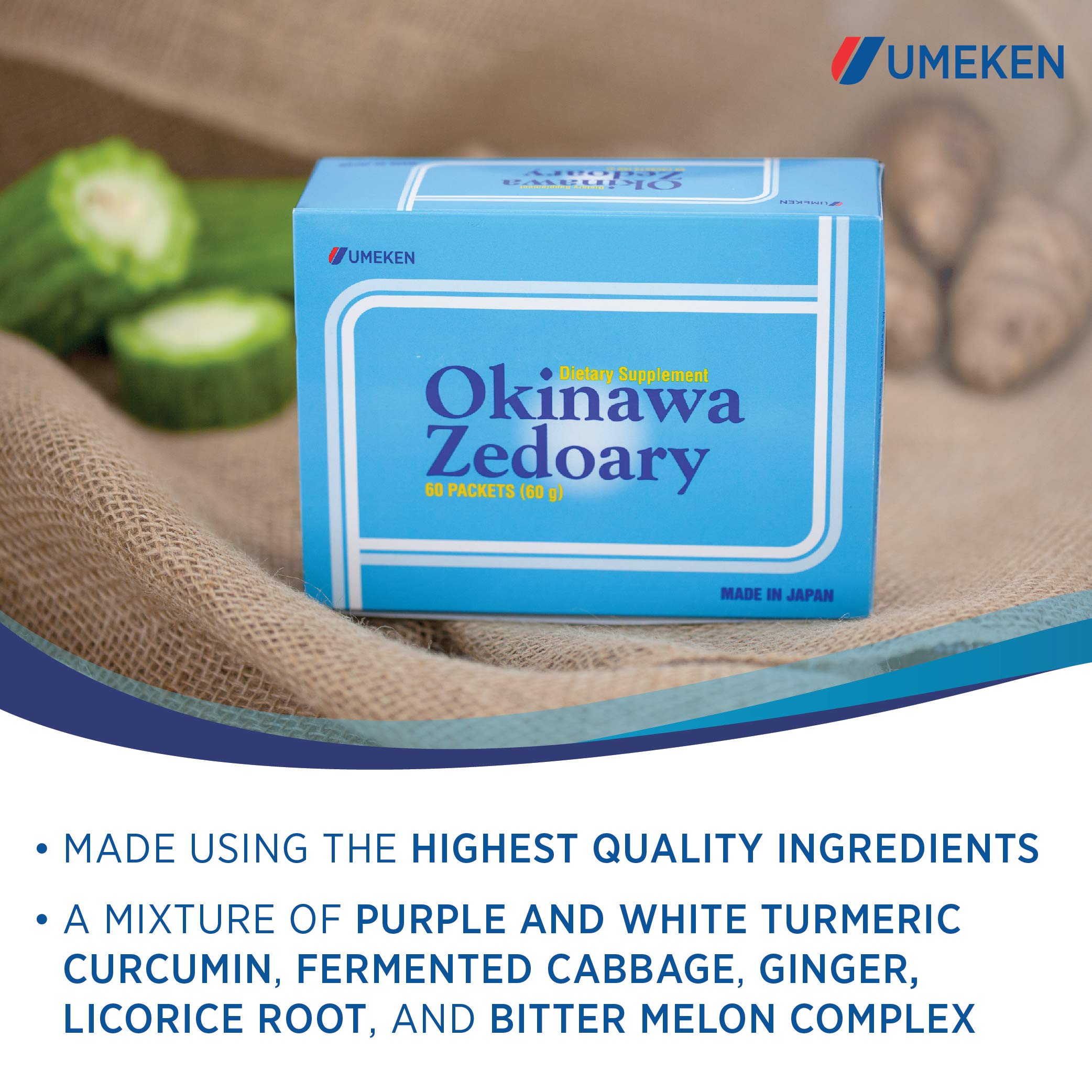 Umeken Okinawa Zedoary Purple & White Turmeric with Fermented Cabbage Extract - Gut Health Supplement for Women & Men - Zedoary Root & Turmeric Capsules - 60 Count (Pack of 4) - Supports Digestion & Immune System for Active Lifestyles