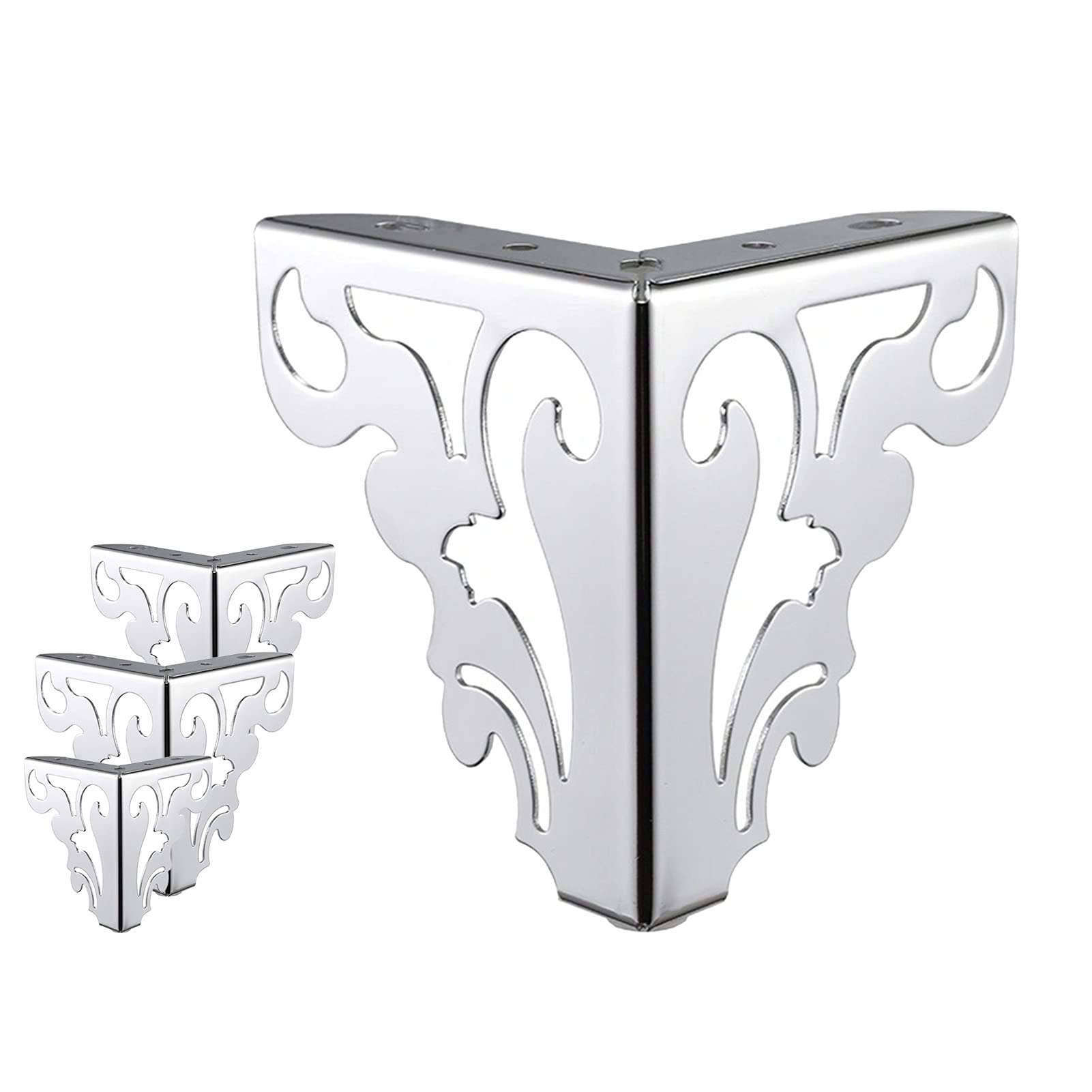 Modern Table Legs Set of 4 - Silver 15cm/5.9 Inch Furniture Legs for DIY Cabinets, Desks, Dressers & Sofa Benches | Durable Replacement Legs for Home Office & Living Room Furniture
