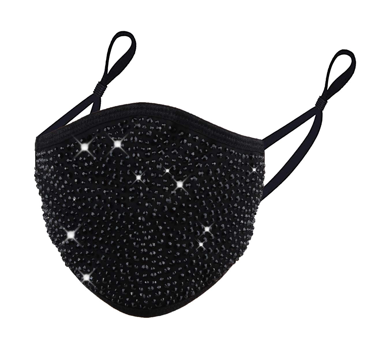 JAWEAVER Reusable Cotton Rhinestone Face Mask for Women & Men - Breathable, Washable & Adjustable Ear Loop - Perfect for Daily Wear, Travel & Outdoor Activities