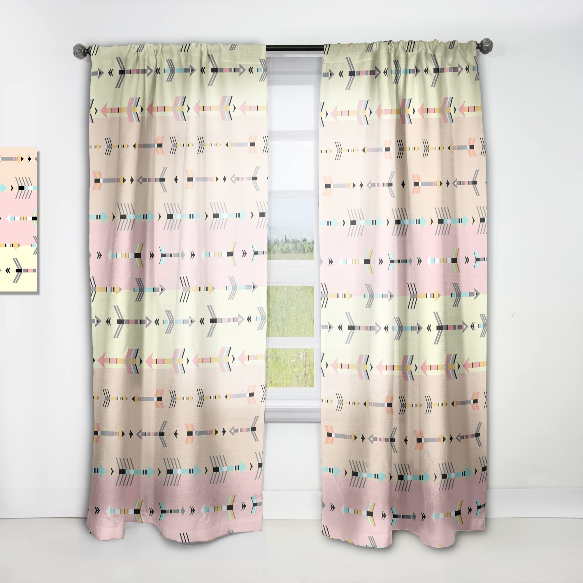 DesignQ Tribal Arrows Boho Pattern Thermal Insulated Curtains - Single Panel 52x108 - Blackout Drapes for Bedroom & Living Room - Perfect for Boho Decor, Home Theater & Energy Efficiency