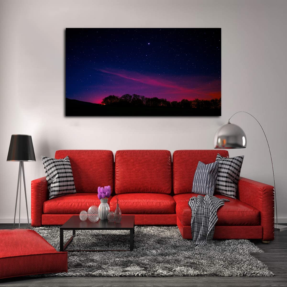 Northern Lights Canvas Art - Pink Aurora Wall Decor for Home & Office