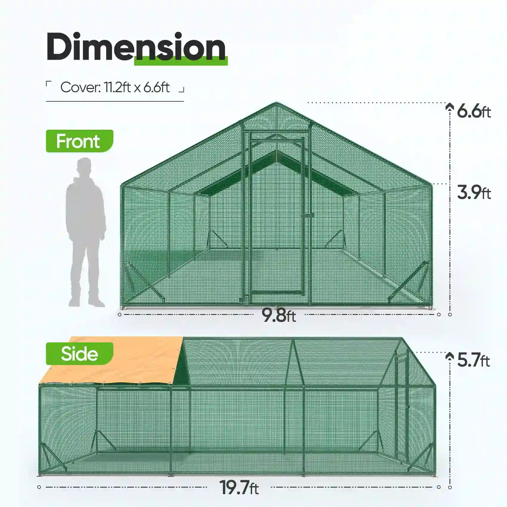 Premium Large Walk-In Chicken Coop with Run - Spacious Poultry House for 10-15 Hens - Weatherproof Outdoor Chicken Pen for Backyard Farming & Free Range Eggs