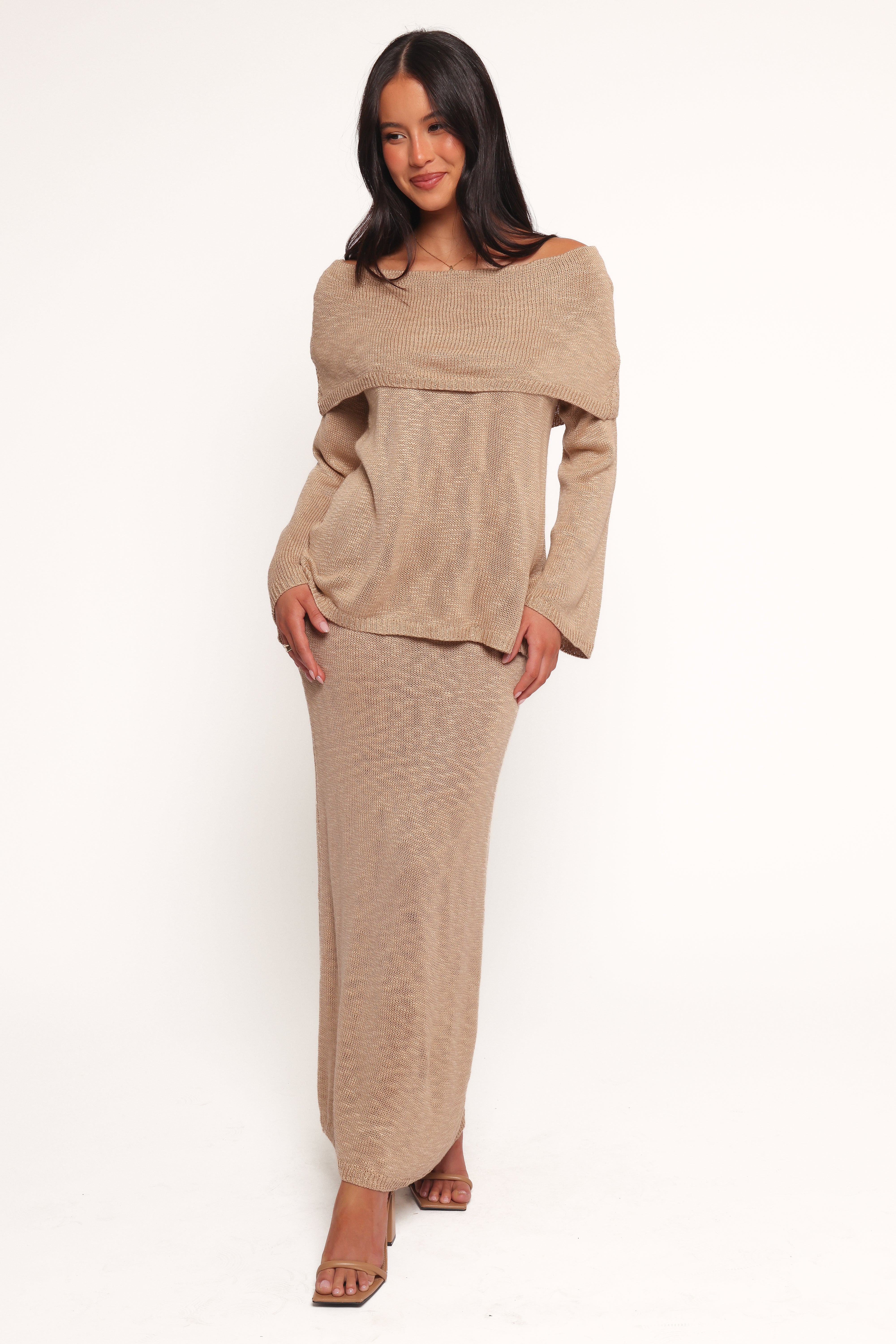 Indya Women's Off Shoulder Top in Mocha - Stylish Casual Blouse for Summer Outings & Beach Vacations