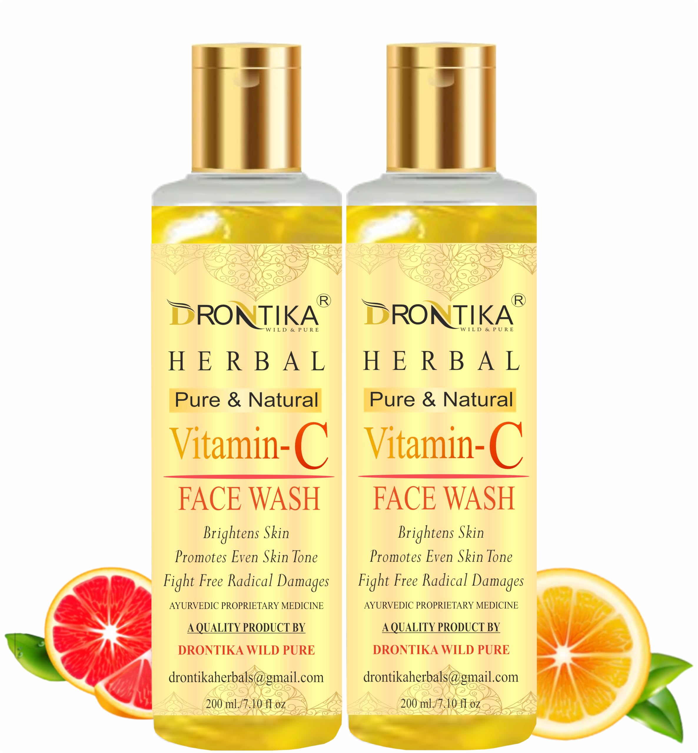Drontika Natural Vitamin-C Face Wash with Honey, Aloe Vera & Sandalwood - Oil Control, Acne Treatment & Glowing Skin for Men & Women - Paraben, Sulfate, Silicone & Color Free - 200ml - Perfect for Daily Skincare & Acne-Prone Skin