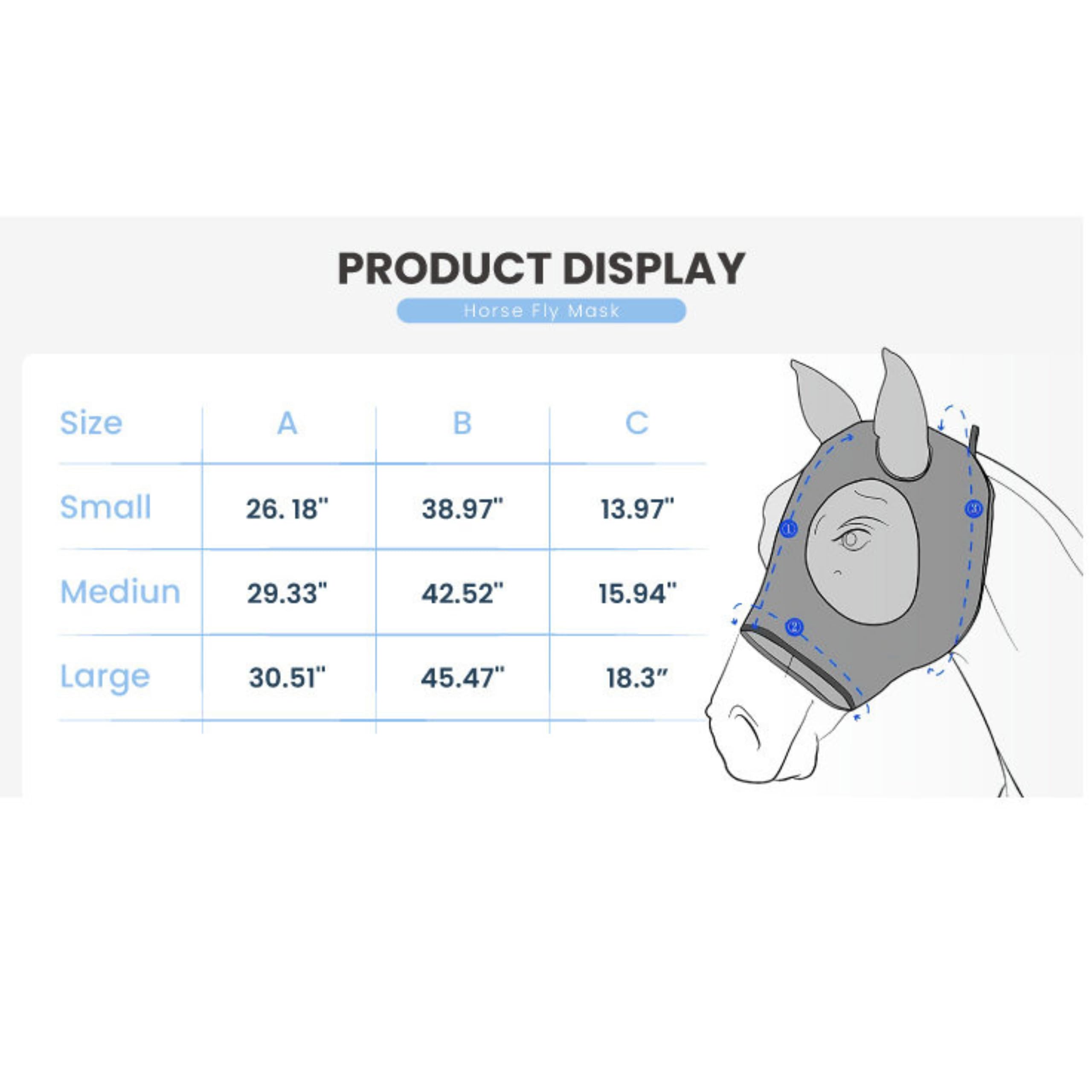 UV Fly Mask for Horses - Breathable Lycra with Ears & Velcro | Stable & Riding Protection