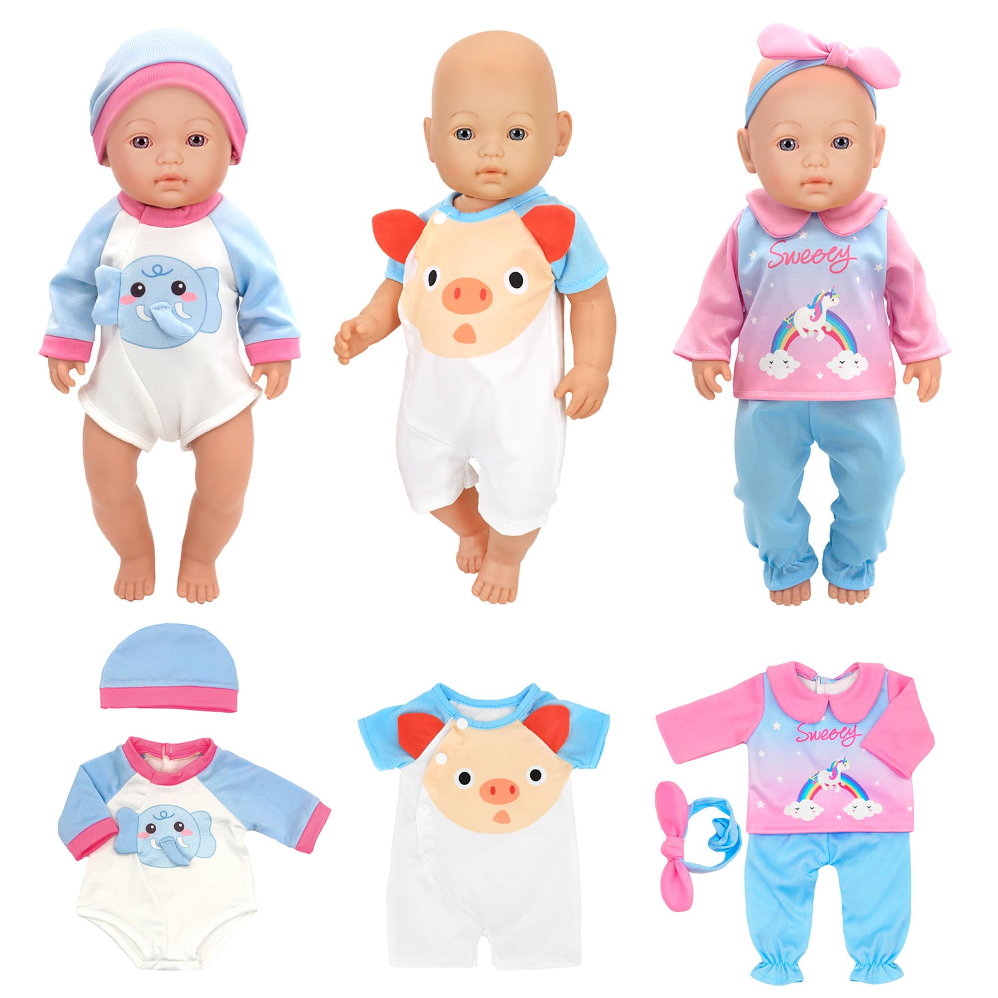 10 Sets Baby Doll Clothes & Accessories for 14-16 Inch Dolls - Fits 15