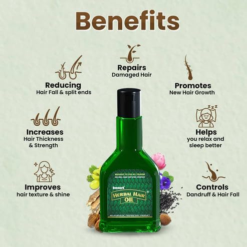 Deemark Herbal Hair Oil for Healthy Scalp & Hair Growth | Controls Dandruff & Hair Fall | Paraben & Sulfate Free | All Hair Types | 120ml | Promotes Stronger, Thicker Hair | Perfect for Daily Scalp Massage & Night Treatment