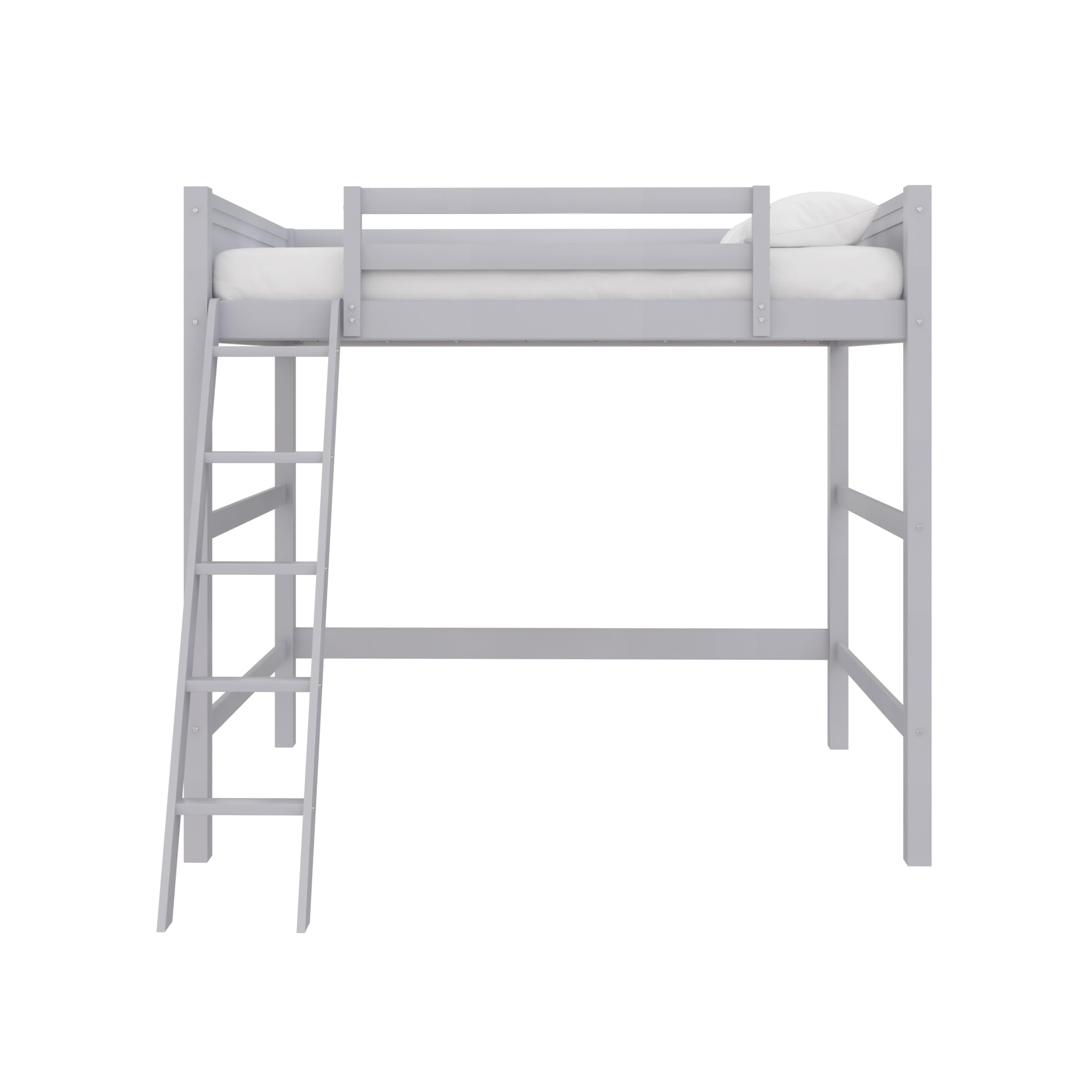 Dorel Living Denver Full Size Wood Loft Bed for Kids - Gray Wooden Frame | Perfect for Small Bedrooms, Dorms & Space-Saving Kids' Rooms