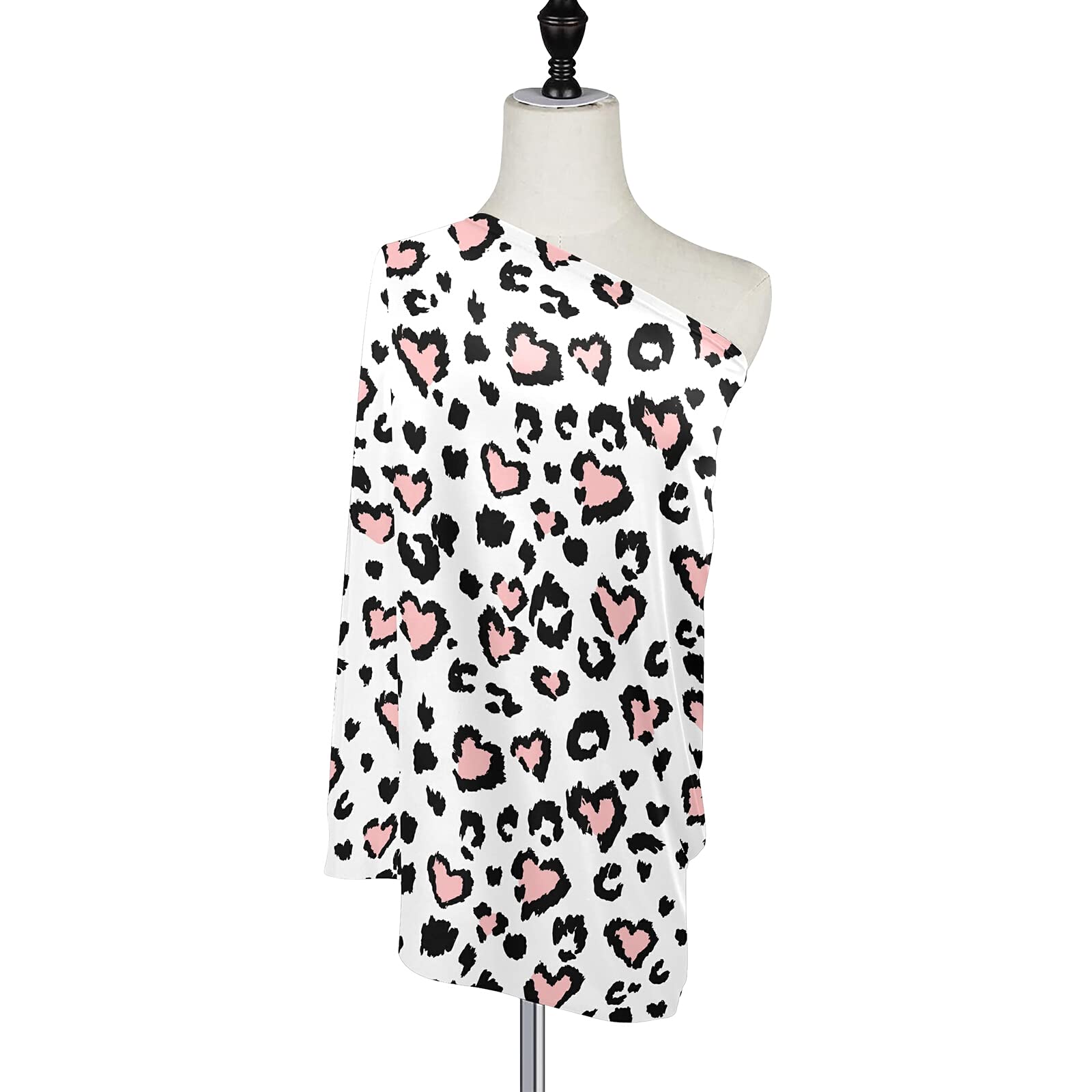 Leopard Print Pink Heart Baby Car Seat Cover & Nursing Cover - Soft, Breathable & Stylish for Infants & Toddlers - Perfect for Strollers, Shopping Carts & Breastfeeding in Public