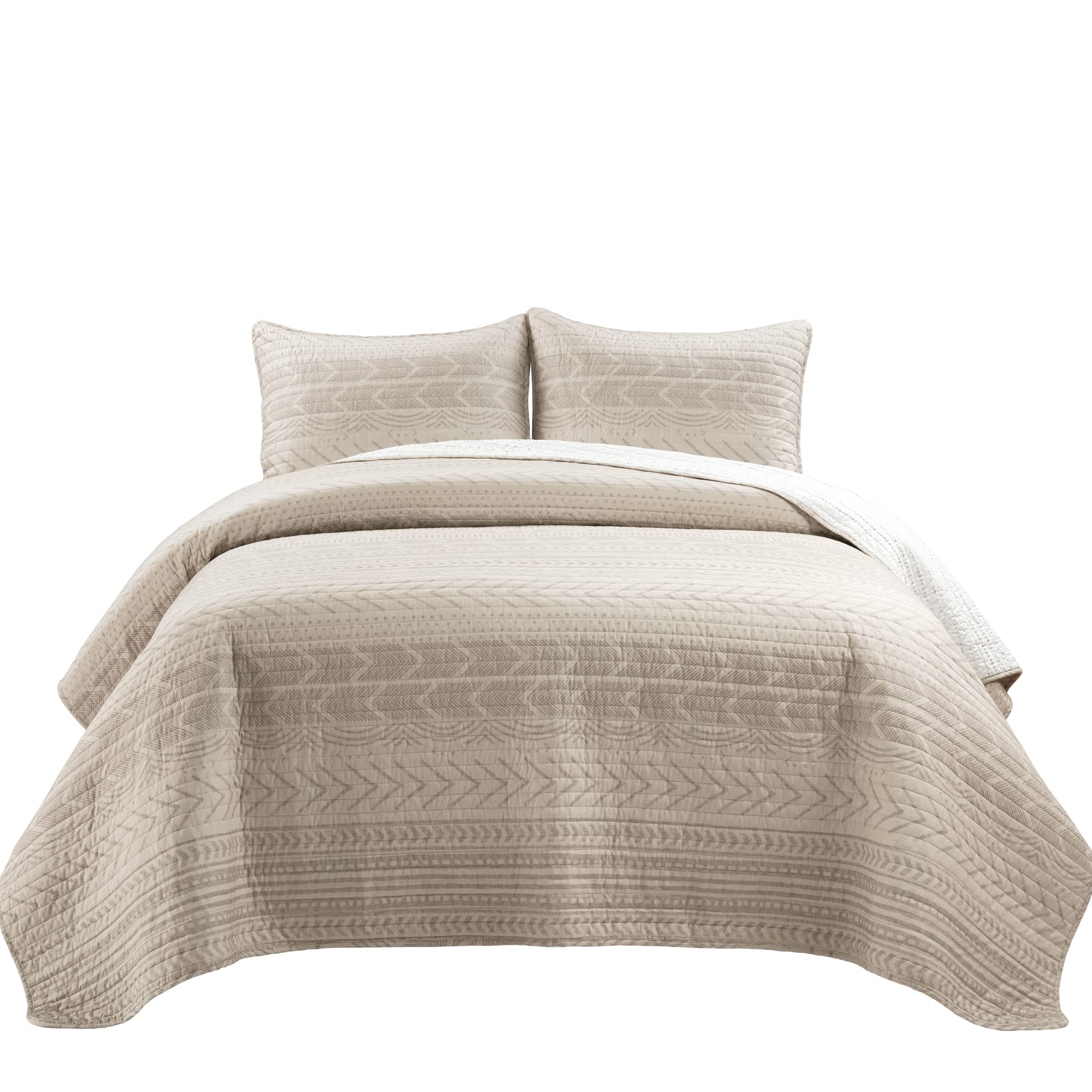 Lush Hygge Geo Quilt Set King Wheat - Cozy Bedroom Decor