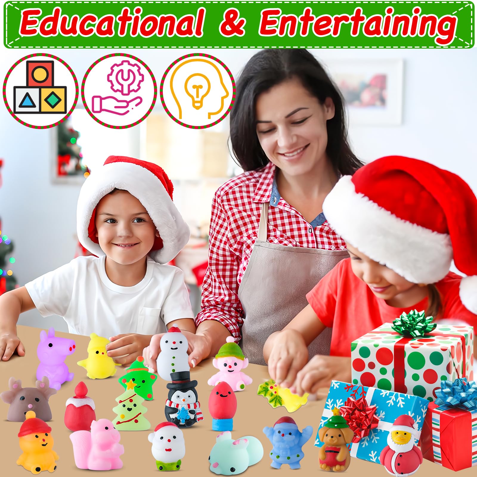 36PCS Christmas Squishy Toys for Kids - Stress Relief & Party Favors for Stocking Stuffers