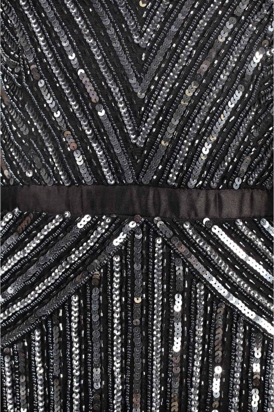 Adrianna Papell Beaded V-Neck Gown in Gunmetal - Elegant Evening Dress for Prom, Wedding & Formal Events