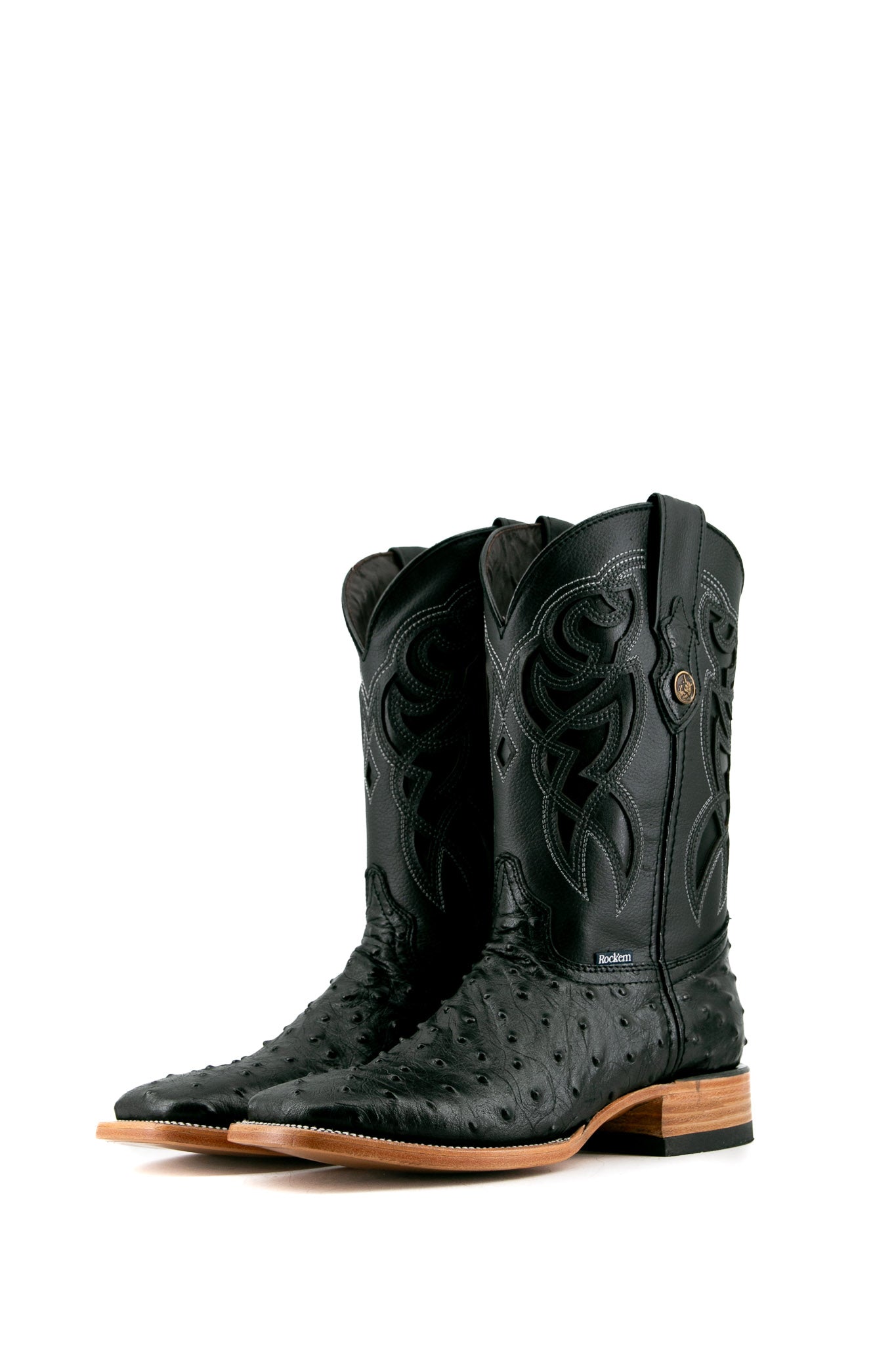 Premium Ostrich Leather Square Toe Cowboy Boots for Men - Western Style Rodeo & Ranch Work Boots - Perfect for Country Dancing, Horseback Riding & Outdoor Adventures