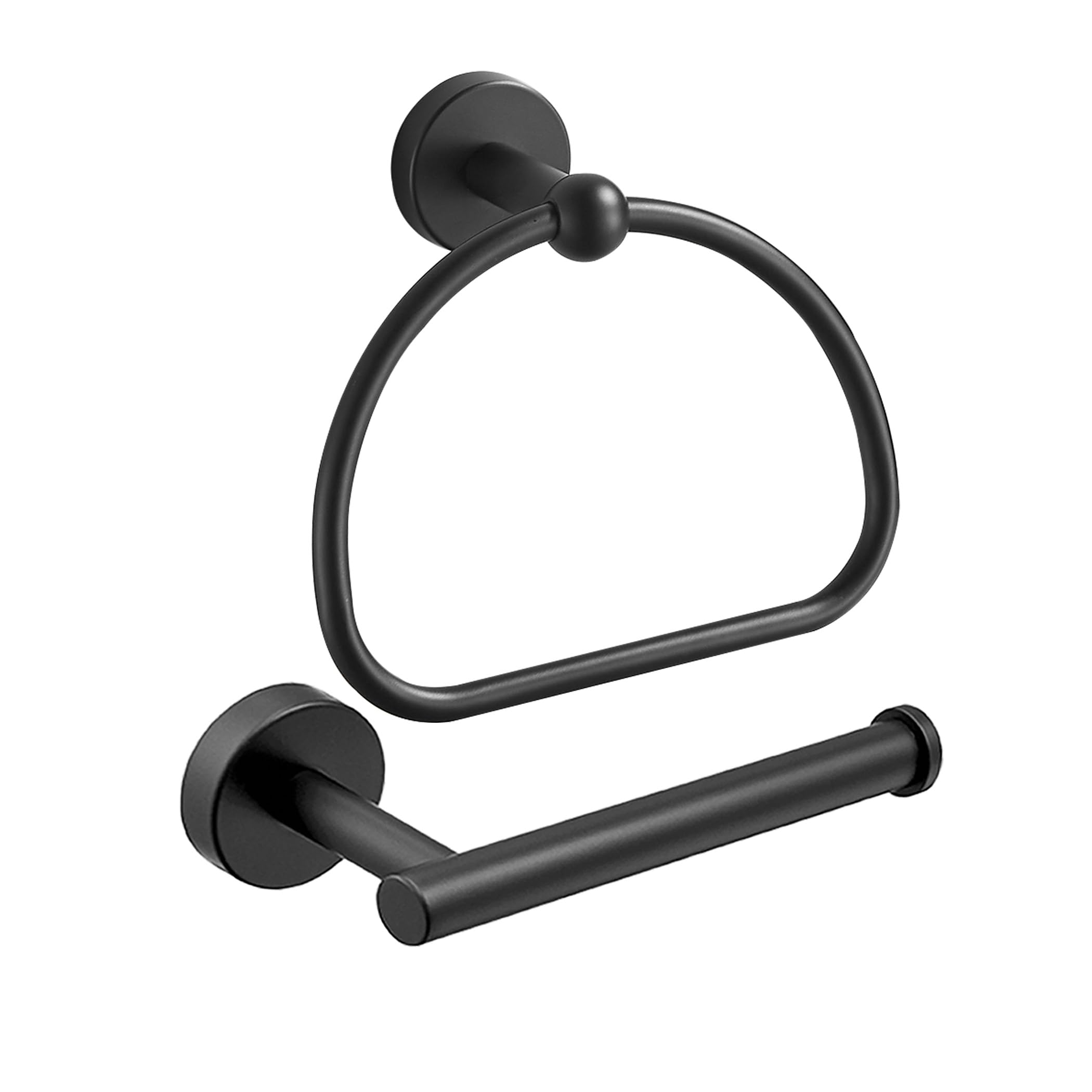 Leyden Matte Black Toilet Paper Holder & Hand Towel Holder Set - 2-Piece SUS304 Stainless Steel Bathroom Hardware - Wall Mounted Toilet Paper Roll Holder & Towel Rack for Modern Bathrooms - Perfect for Powder Rooms, Guest Baths & Master Suites