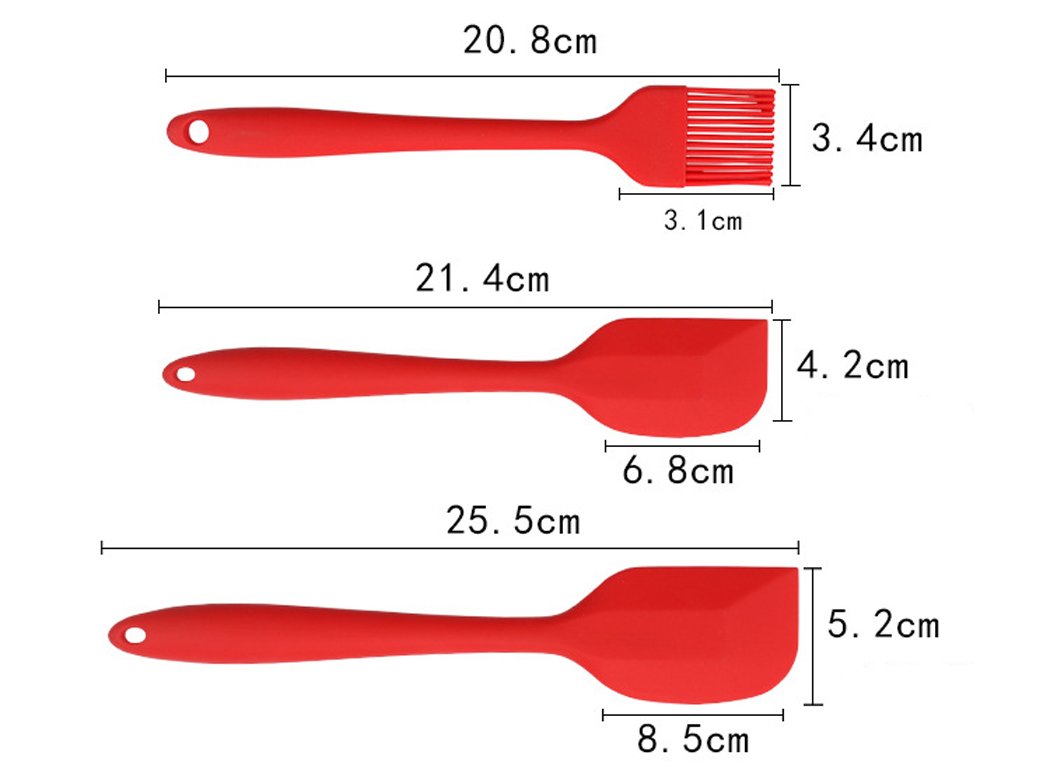 5-Piece Silicone Kitchen Utensil Set - Heat-Resistant Spatula, Brush & Cooking Tools - Non-Stick, Dishwasher Safe - Perfect for Baking, Frying & Everyday Cooking (Red)
