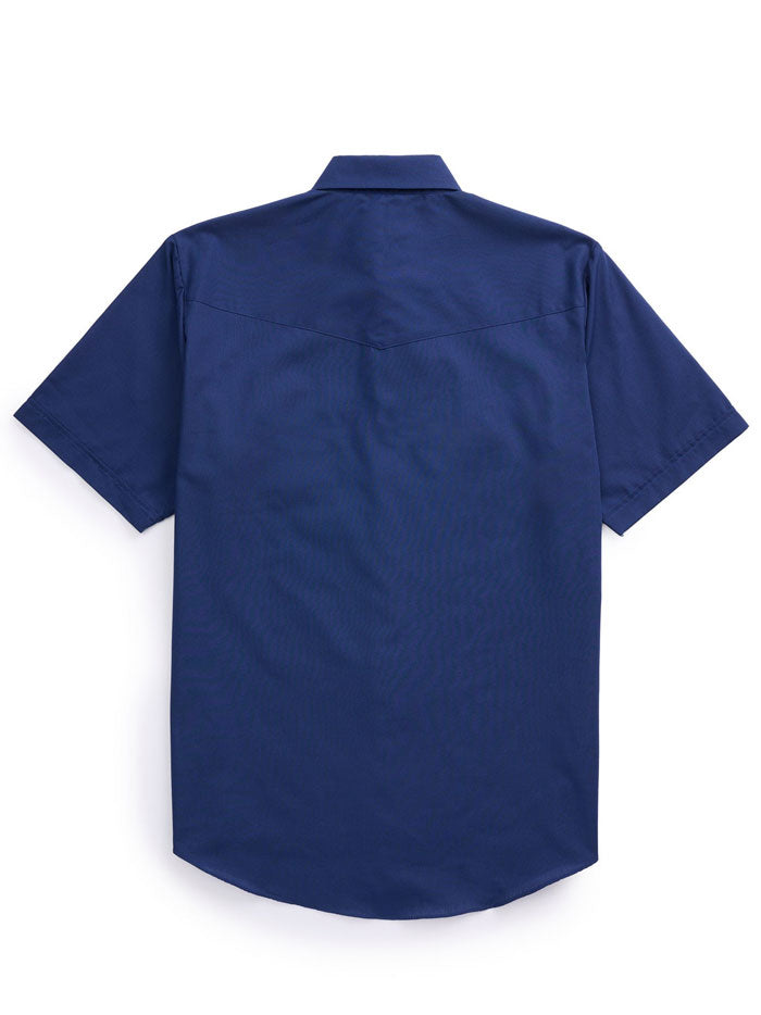 Ely Cattleman 201605 87 Men's Short Sleeve Solid Western Shirt - Navy Blue Cowboy Shirt for Rodeo, Country Music Festivals & Casual Wear