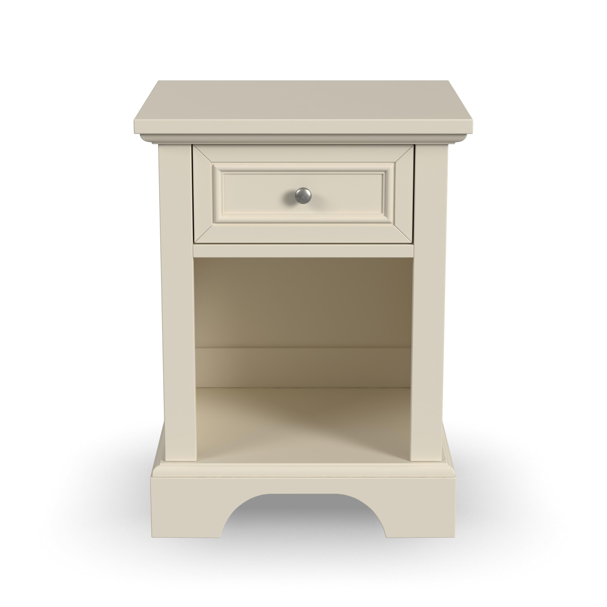 Homestyles Naples Off-White Nightstand with Drawer - Bedside Table for Bedroom, Living Room & Guest Room - Modern Storage Furniture with Smooth Gliding Drawer
