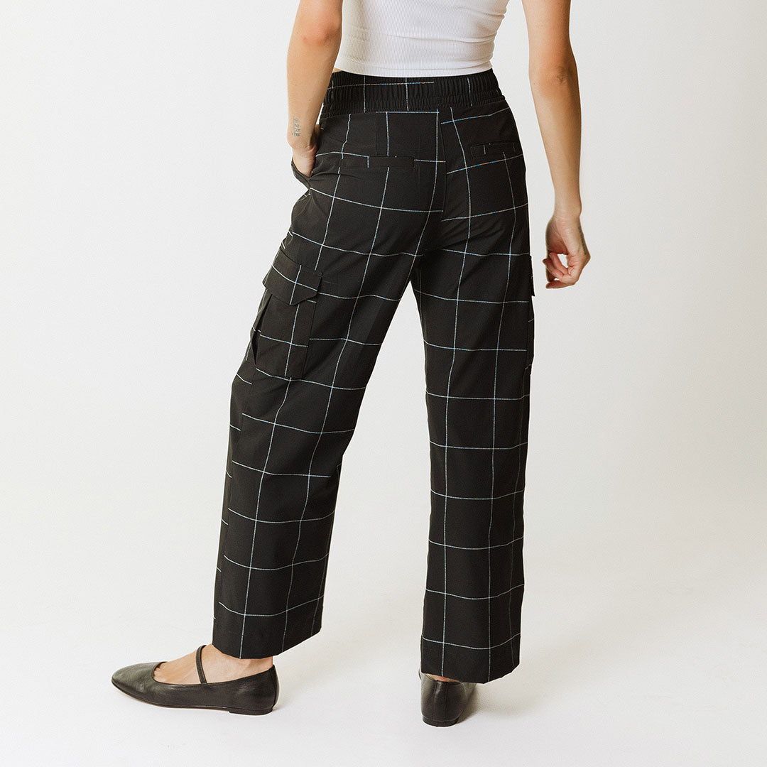 Audrey Cargo Pants for Women - Stylish Black Windowpane Design | Perfect for Casual Wear, Outdoor Adventures & Street Fashion