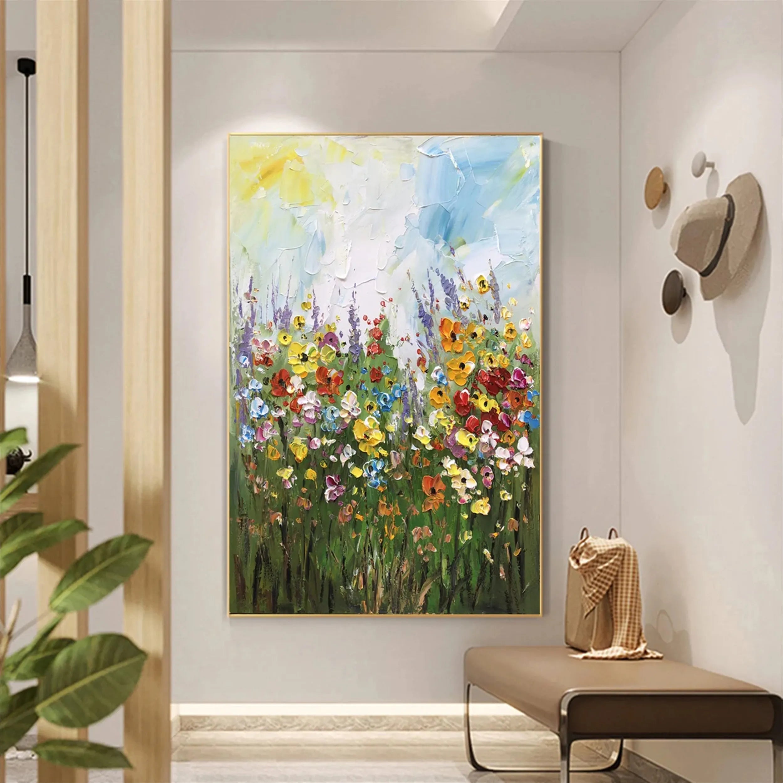 Beautiful Flower and Tree Painting #FT043 - Handmade Wall Art for Home, Office, and Living Room Decor