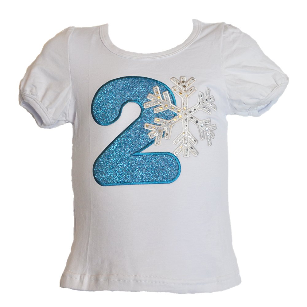 Frozen Snowflake Birthday T-Shirt with Number Sequin Trim for 1 Year Old - White | Disney Princess Costume Party Outfit for Girls' First Birthday Celebration
