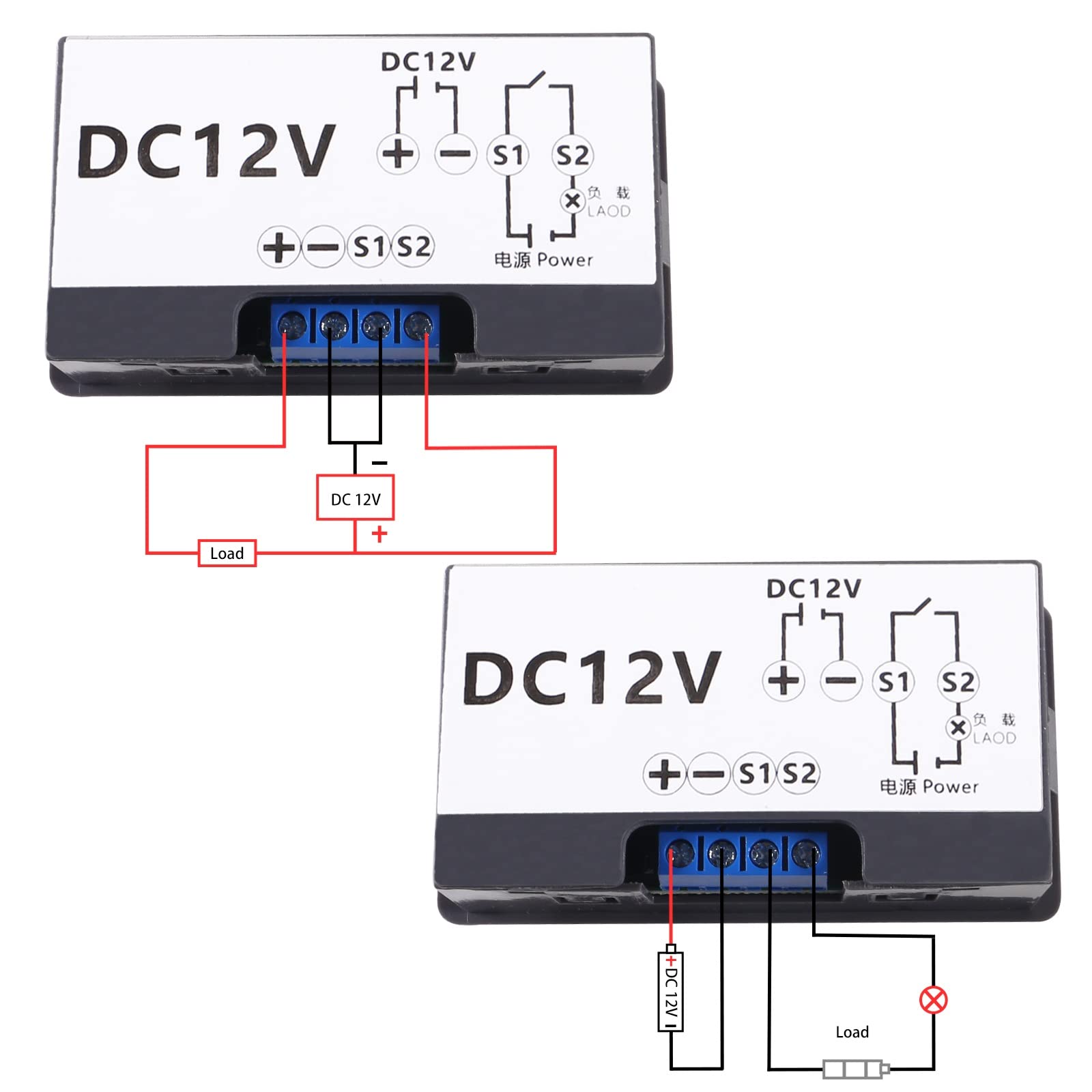 2Pcs 12V 20A Programmable Digital Timer Relay Switch with LED Display - DC Cycle Delay Relay Module (0ms-999h) for ON/OFF Control - Perfect for Industrial Automation, Home Appliances, and DIY Electronics Projects