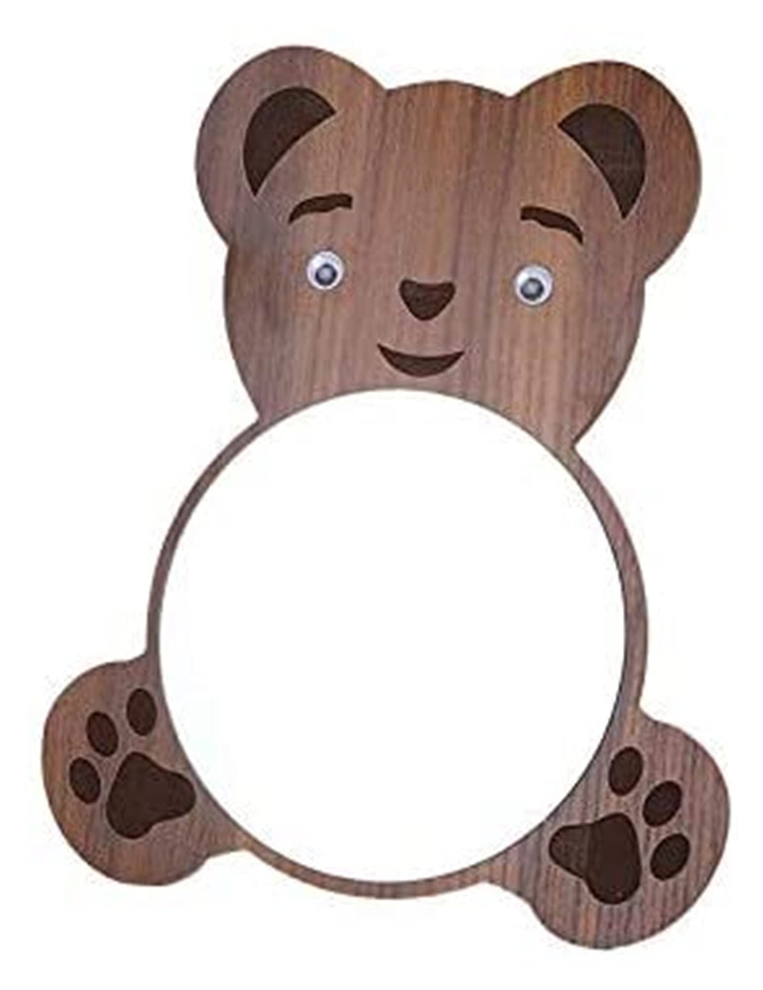 KEKEYANG Cute Cartoon Bear Wooden Desktop Makeup Mirror - Round Vanity Mirror with Stand for Cosmetics, Decorative Wall Hanging Mirror - Perfect for Bedroom, Bathroom & Dressing Table Makeup Application