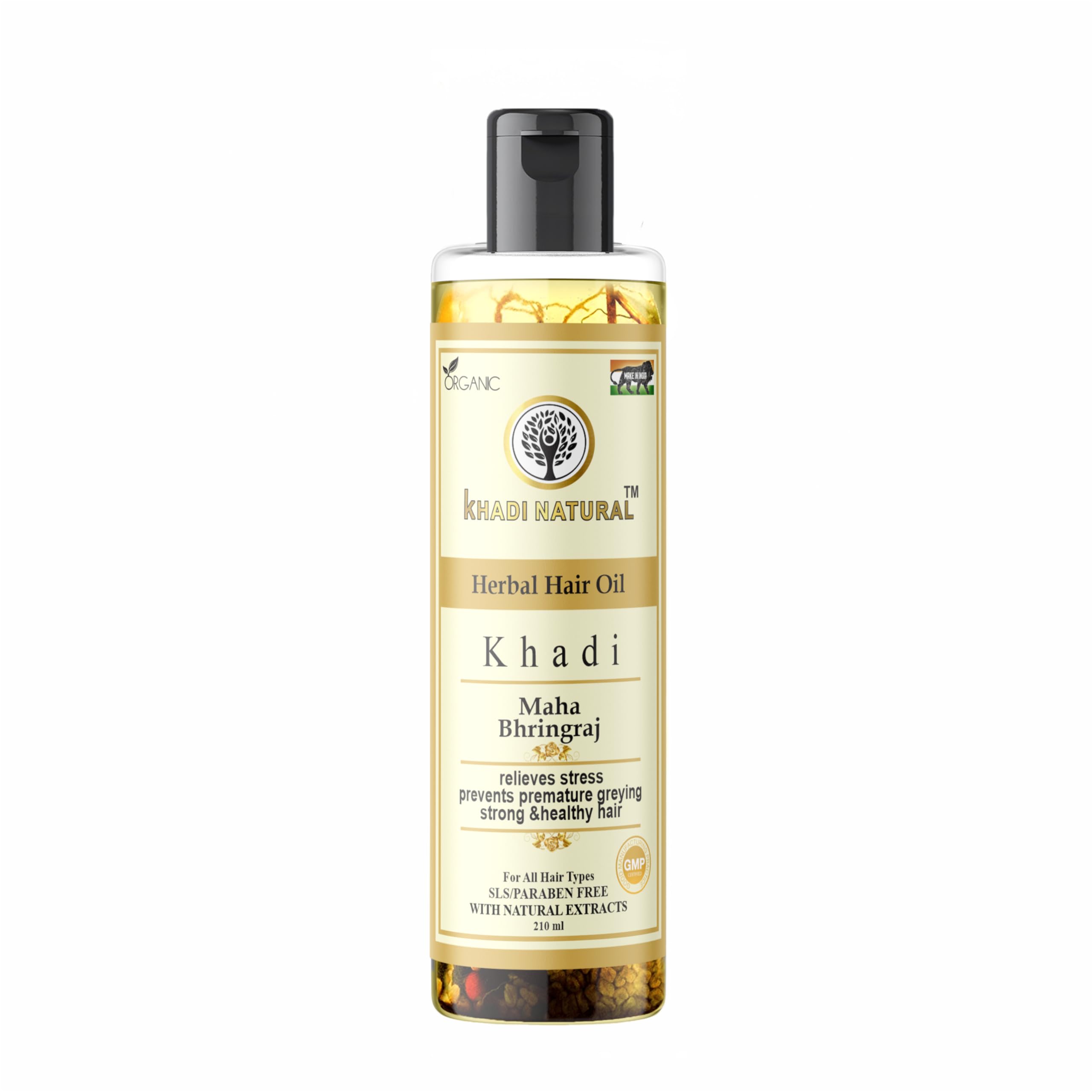 KHADI ORGANIC 100% Natural Ayurvedic Maha Bhringraj Hair Oil for Hair Growth & Scalp Care - 210ml | Herbal Treatment for Dry, Damaged Hair & Dandruff | Perfect for Daily Hair Massage & Ayurvedic Hair Care Routine